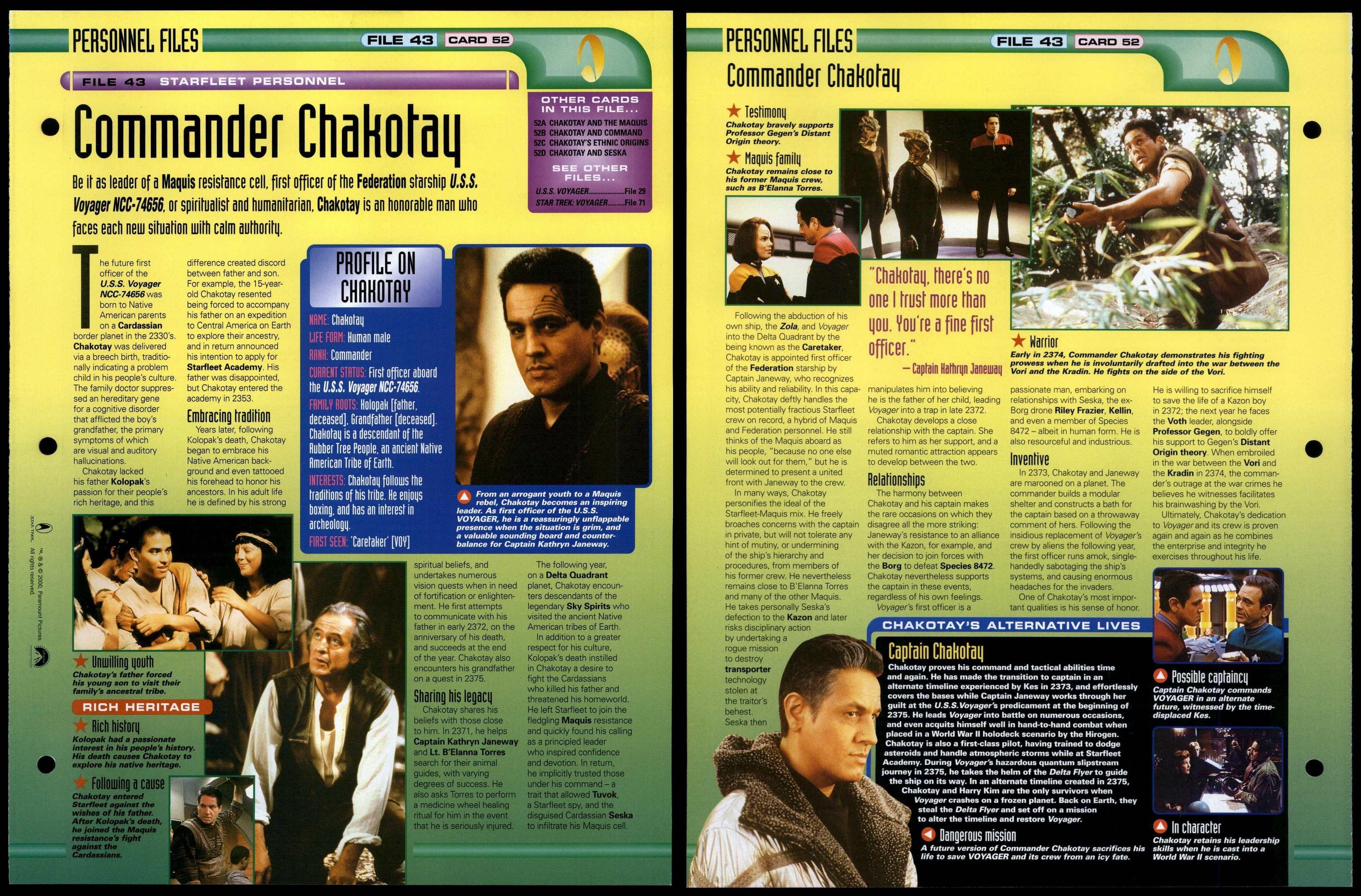 Commander Chakotay - Starfleet Personnel - Star Trek Fact File Page