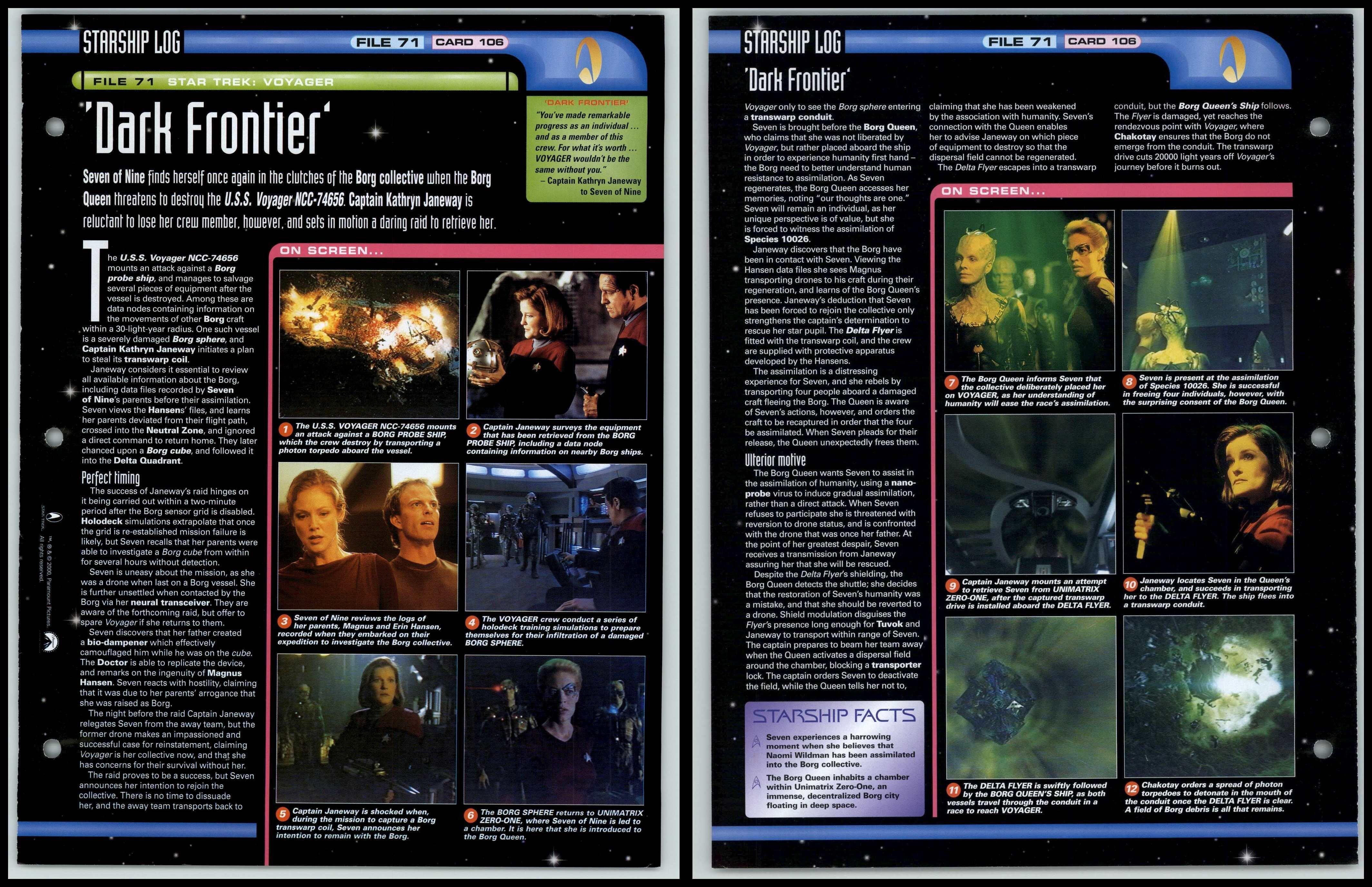 Dark Frontier Voyager Star Trek Fact File Page