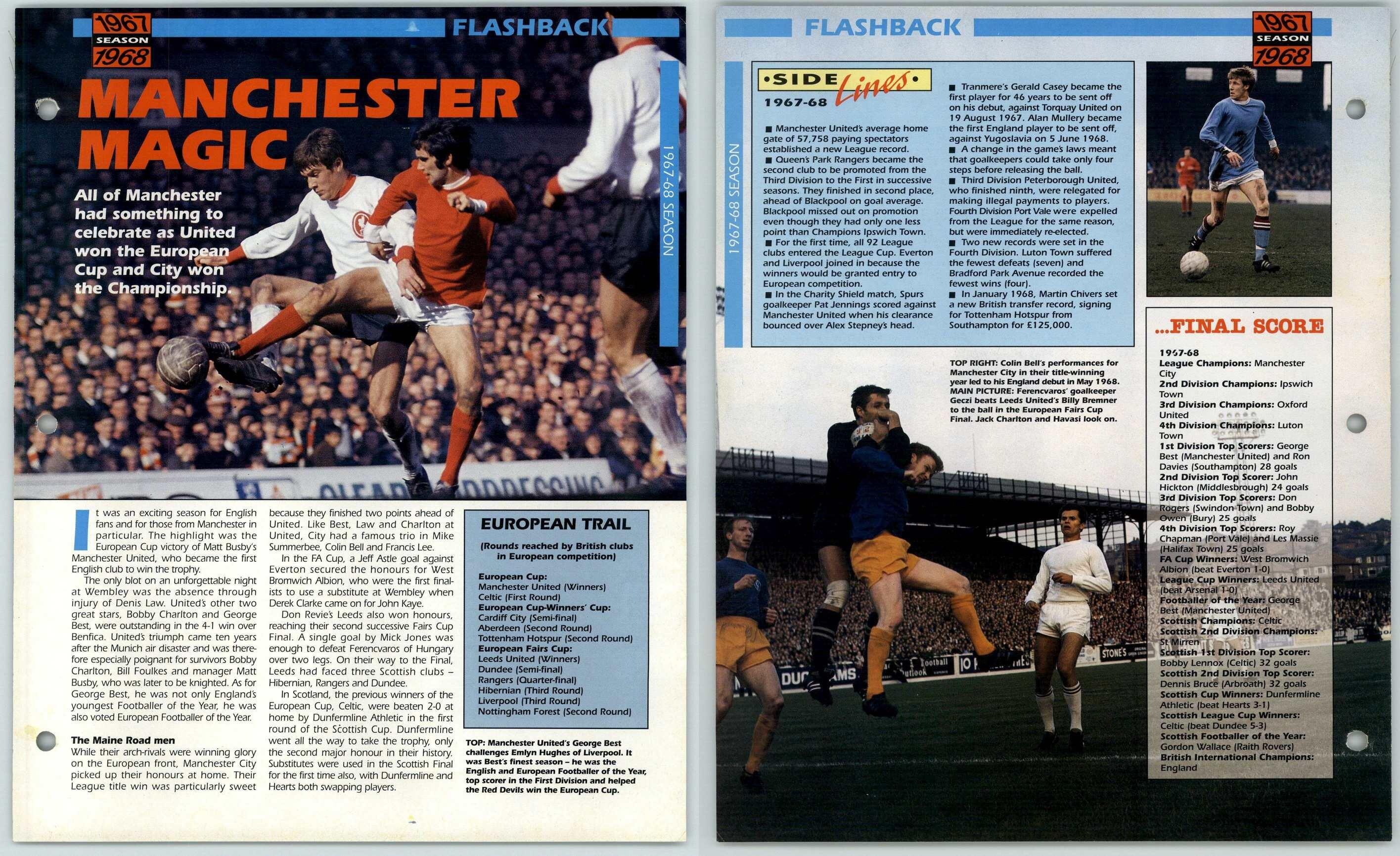 1967-1968 Manchester Magic - Flashback - Orbis Football Collection 1990 ...