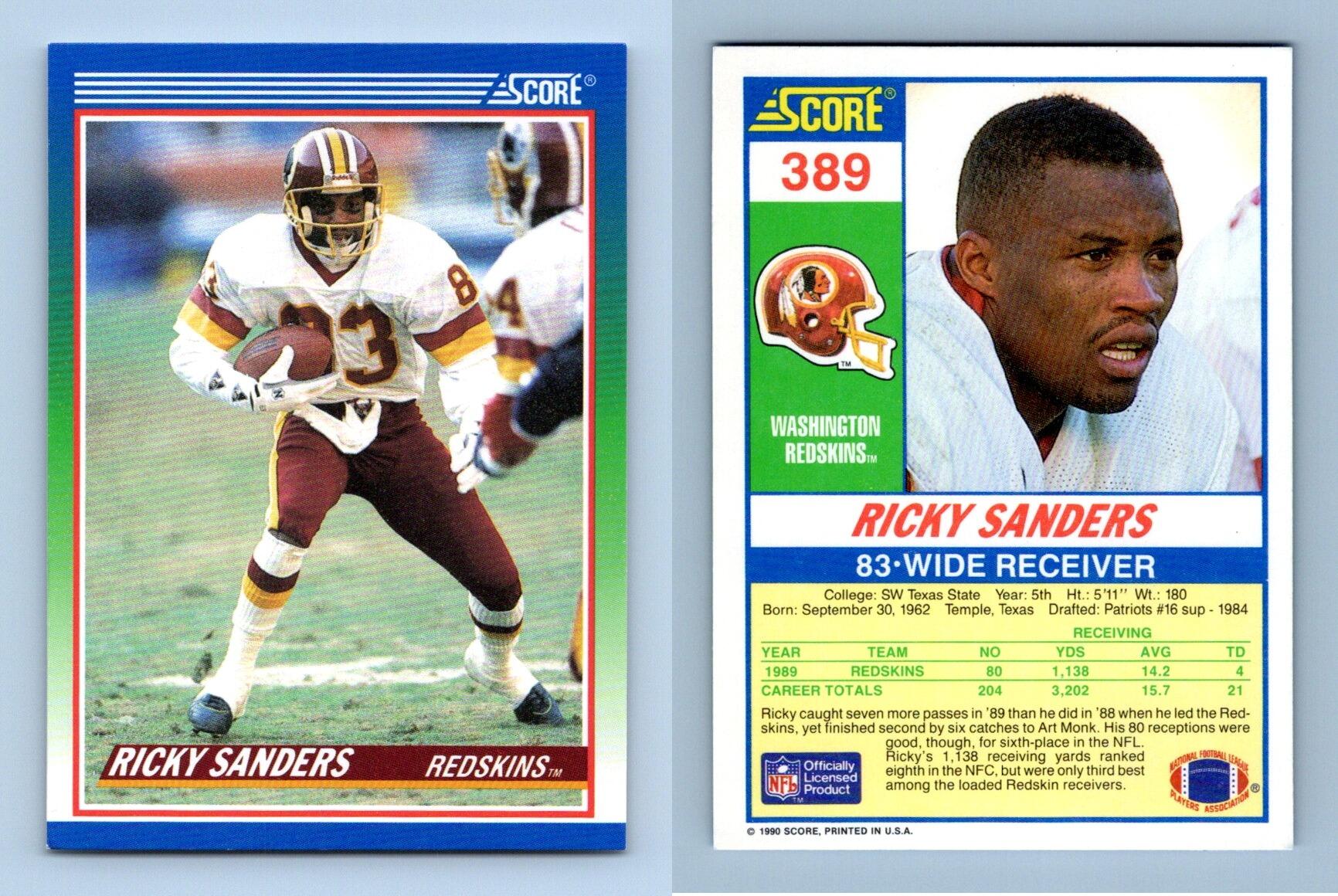 Ricky Sanders - Redskins #389 Score 1990 NFL Football Trading Card