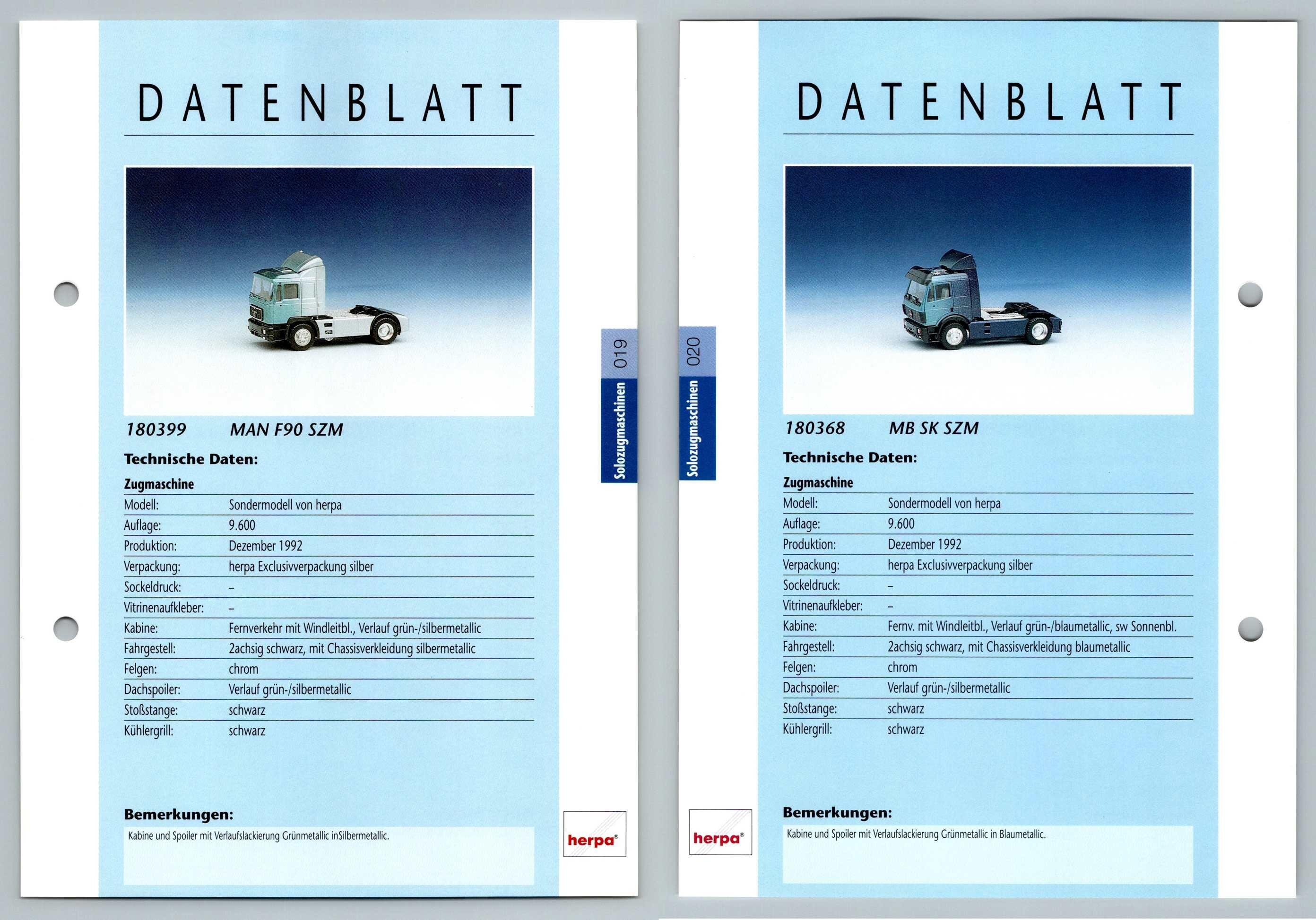 Man F90 Szm Mb Sk Szm 19 20 Solozugmaschinen Datenblatt Herpa Data