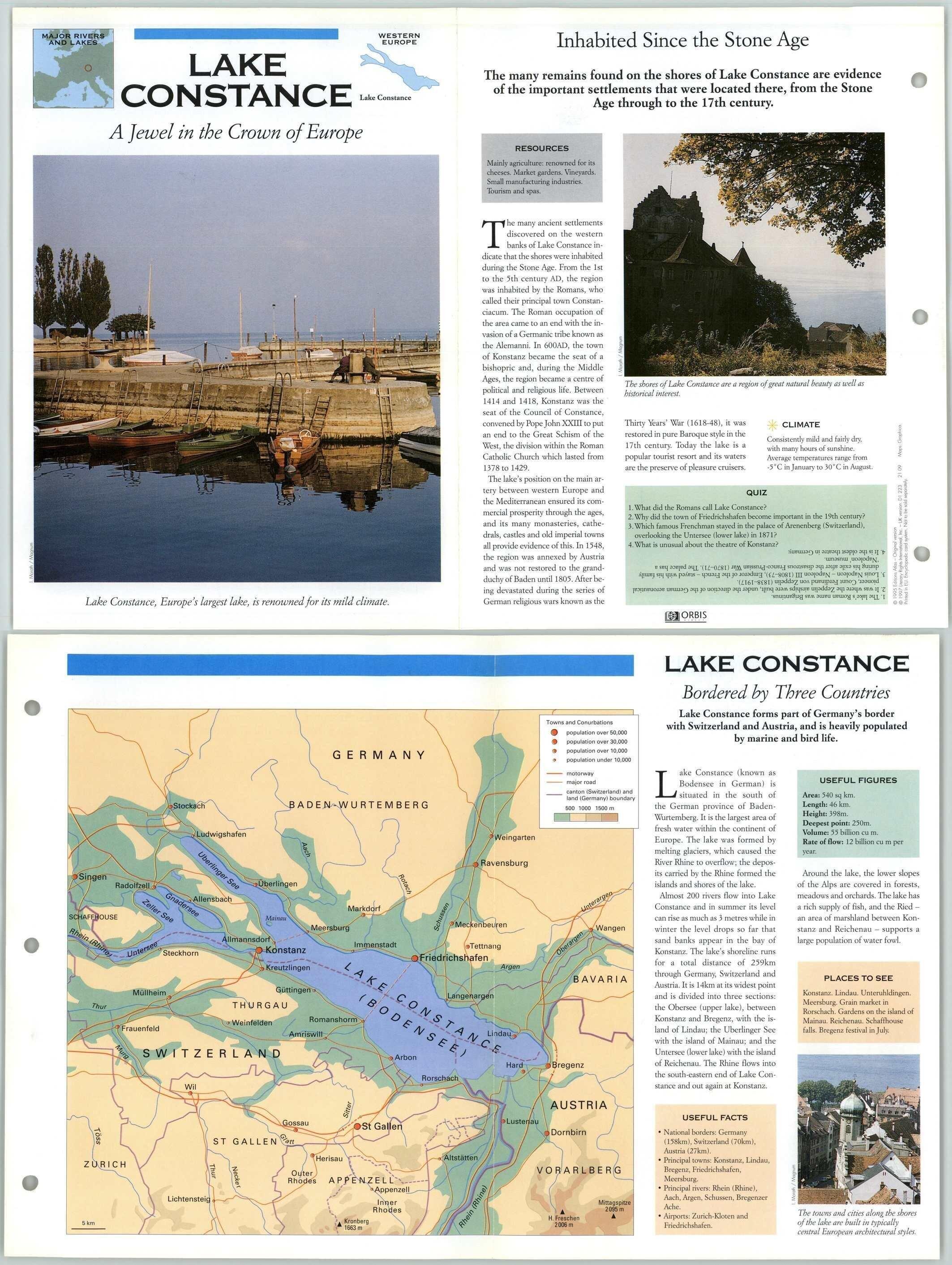 Lake Constance Rivers & Lakes Atlas Of The World Fact File Fold