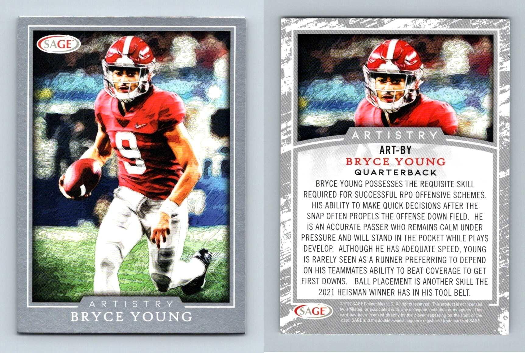 Bryce Young ARTBY Sage High Series Football 2022 Artistry Silver