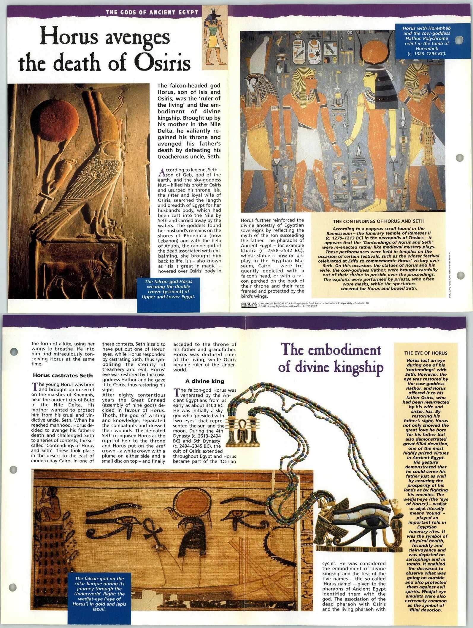 Horus Death Of Osiris - Gods - Glory Of Ancient Egypt Fold Out Card