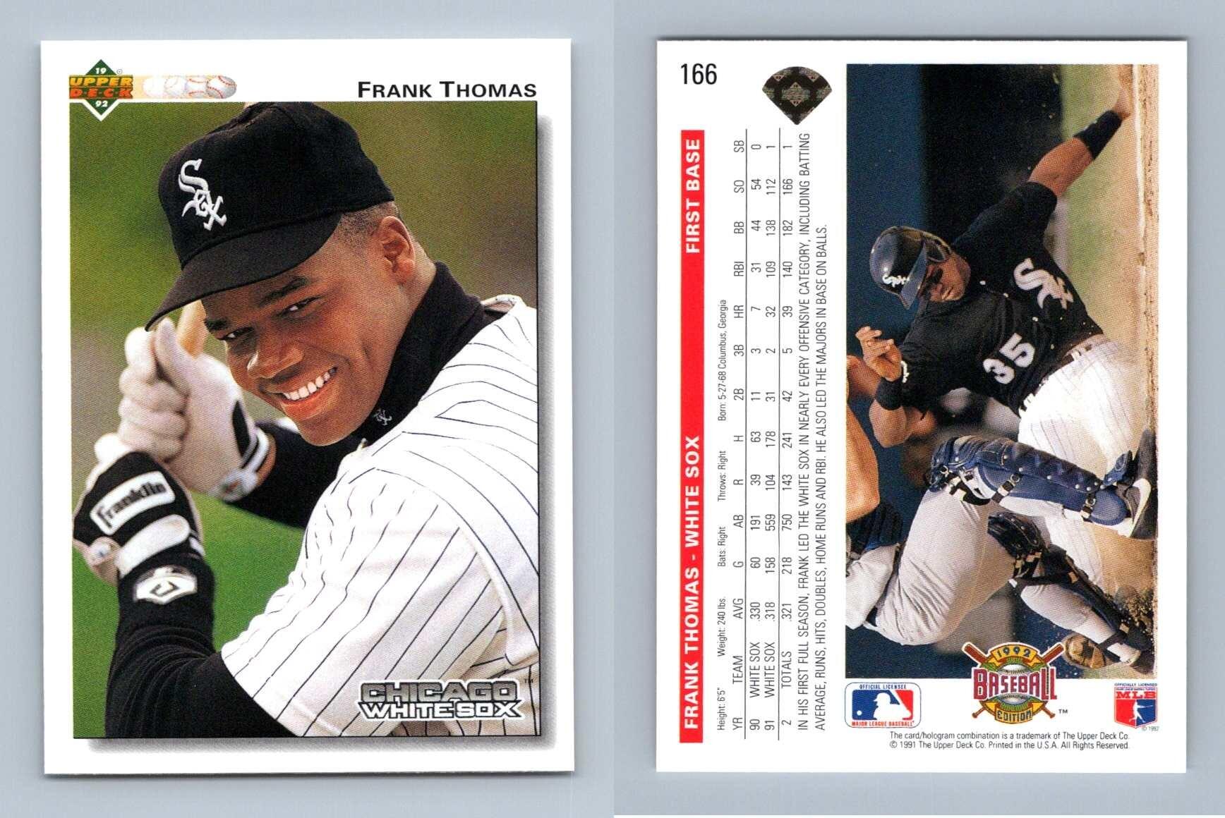 Tarjeta coleccionable de béisbol 1992 Frank Thomas - Medias Blancas #166 mazo superior - Imagen 1 de 1