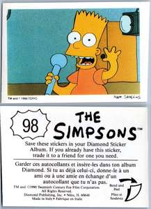 Bart Homer Marge Maggie Maggie #18 The Simpsons 1990 Sticker