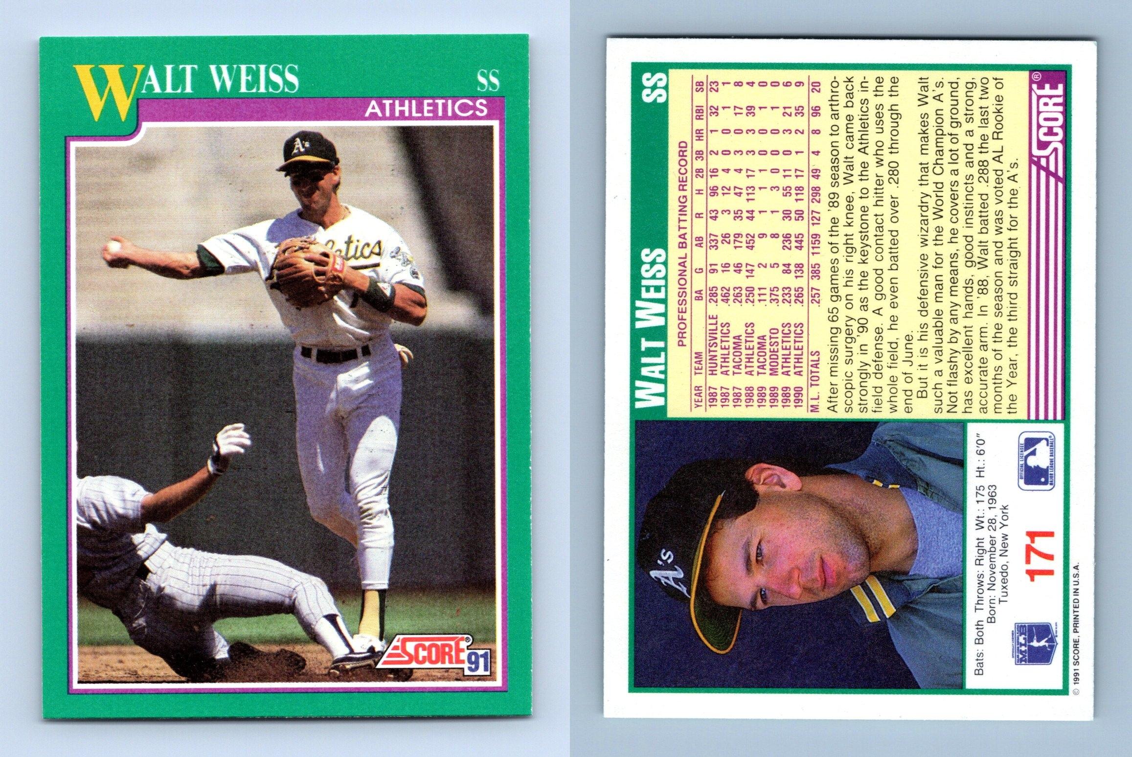 Walt Weiss - Athletics #171 Score 1991 Baseball Trading Card