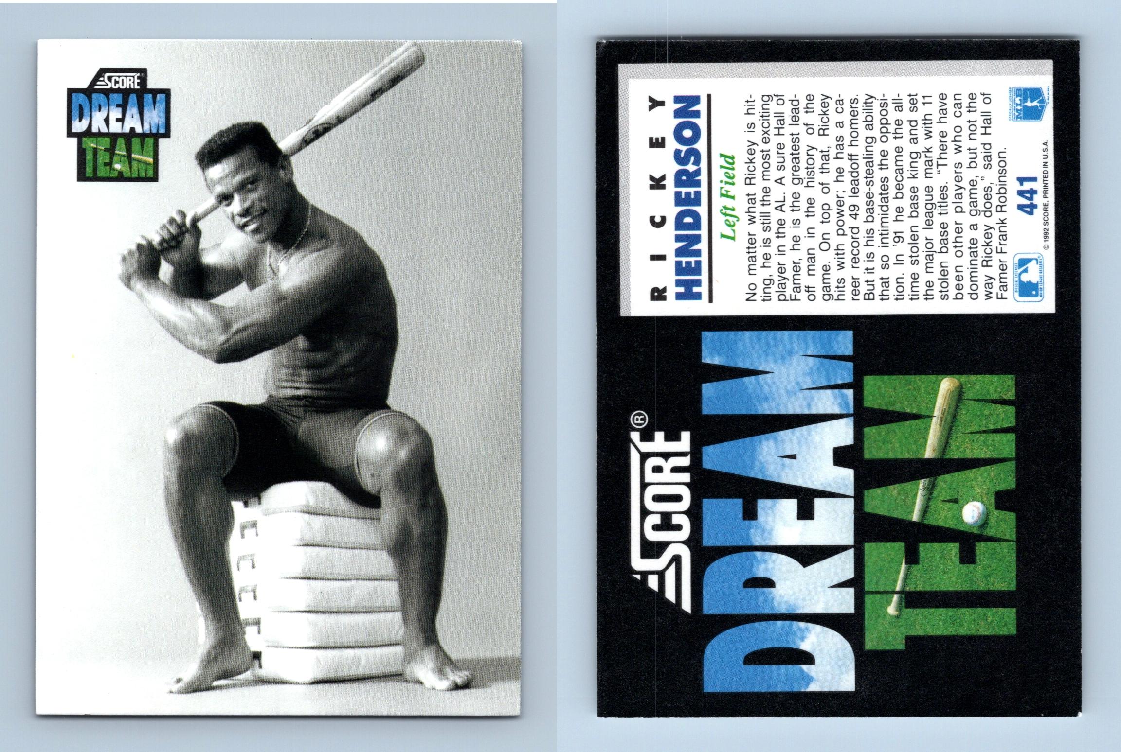 Rickey Henderson - #441 Score 1992 Baseball Dream Team Trading Card