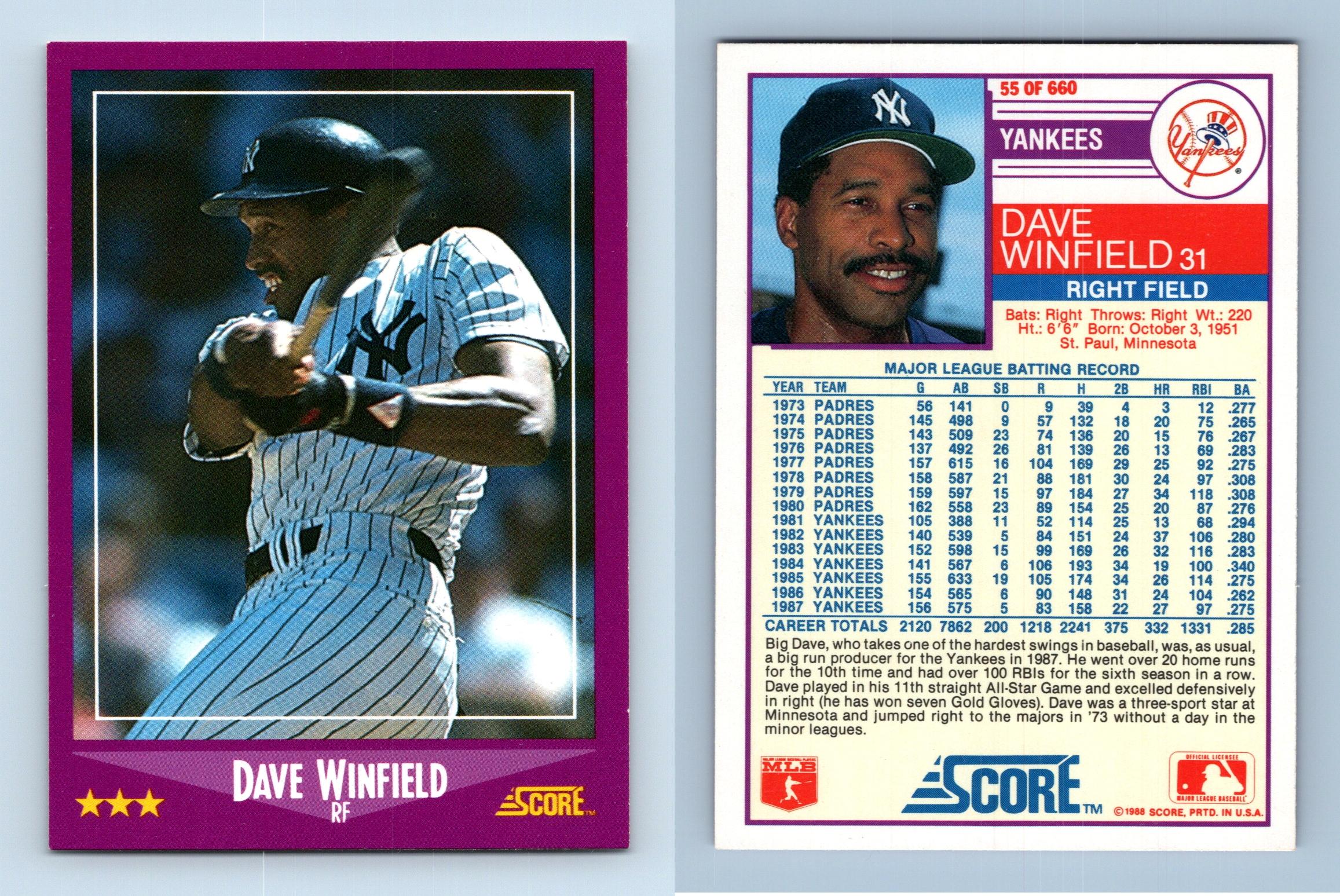 Score 1988 Major League Baseball Player Cards and Trivia Cards