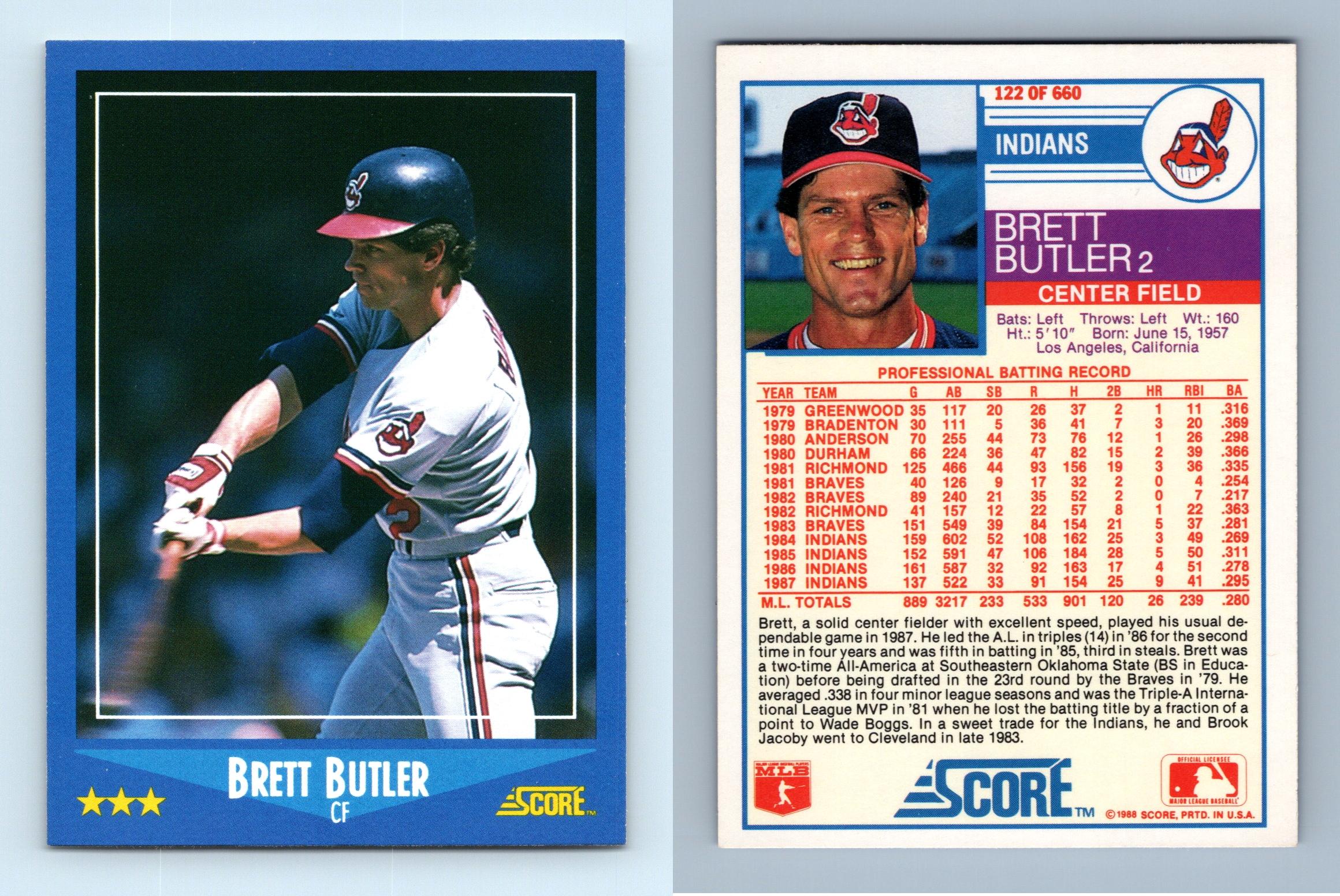 Brett Butler - Indians #122 Score 1988 Baseball Trading Card