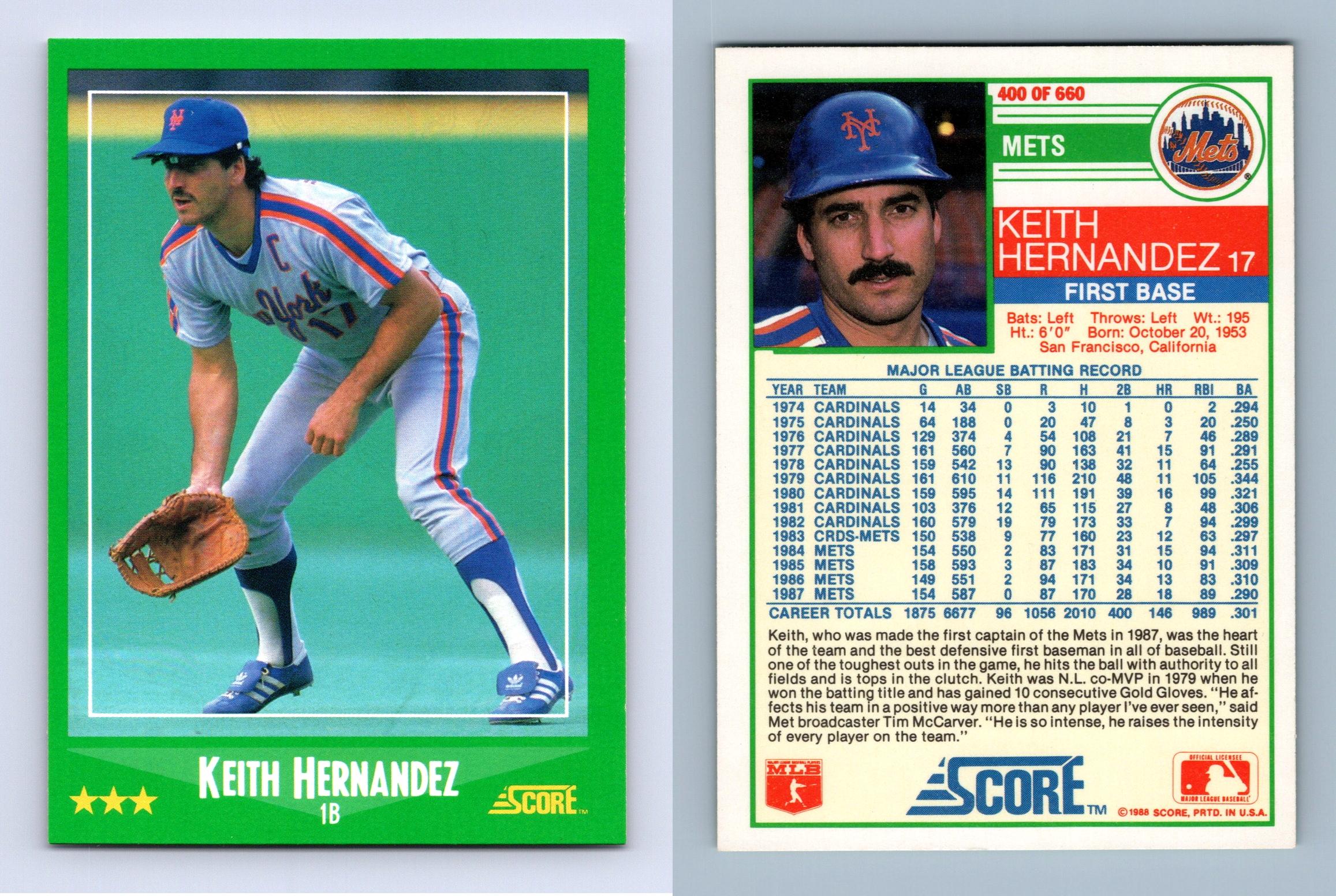 12 Keith Hernandez MLB Baseball Cards In Mint Condition