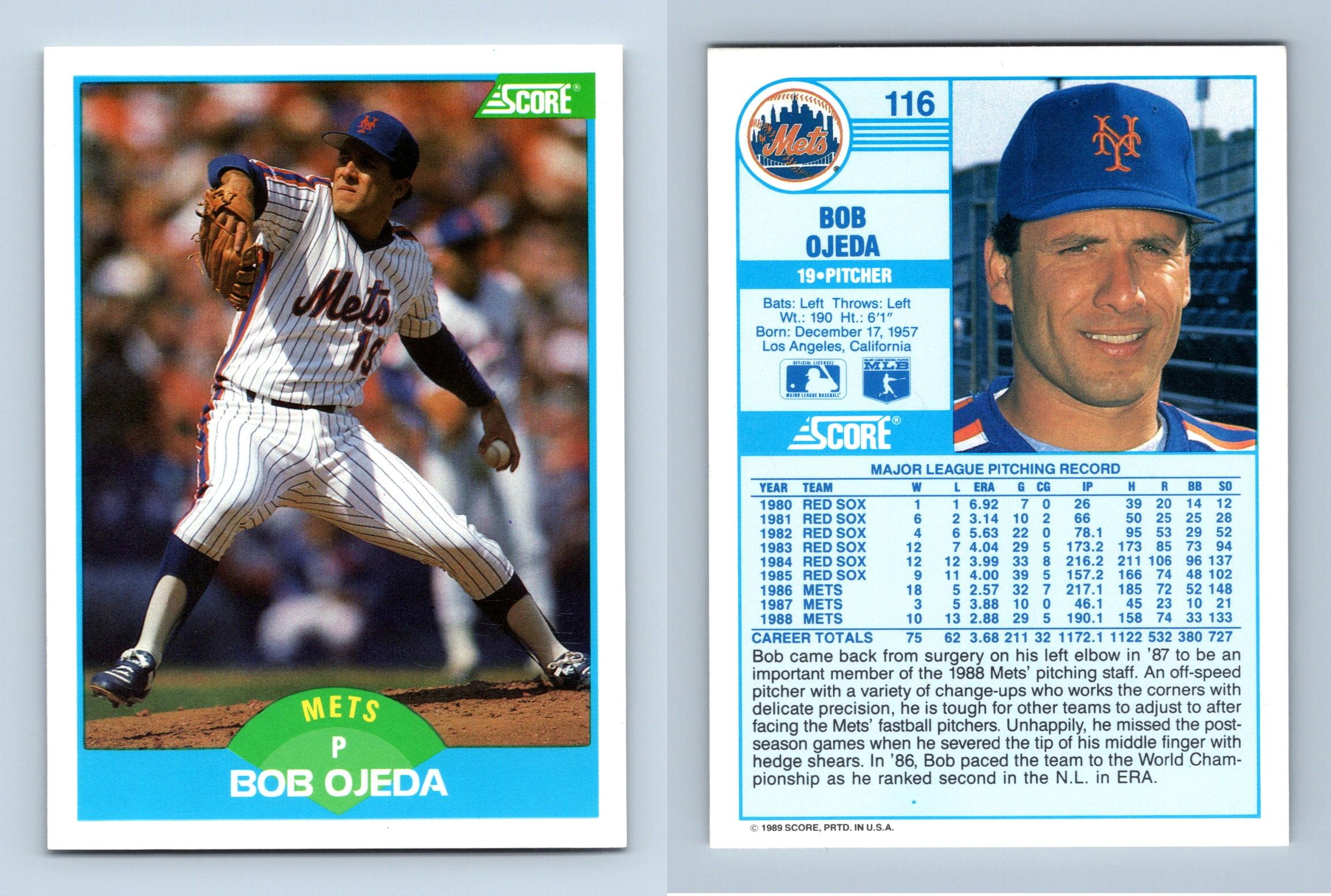 6 Bob Ojeda NY METS baseball cards