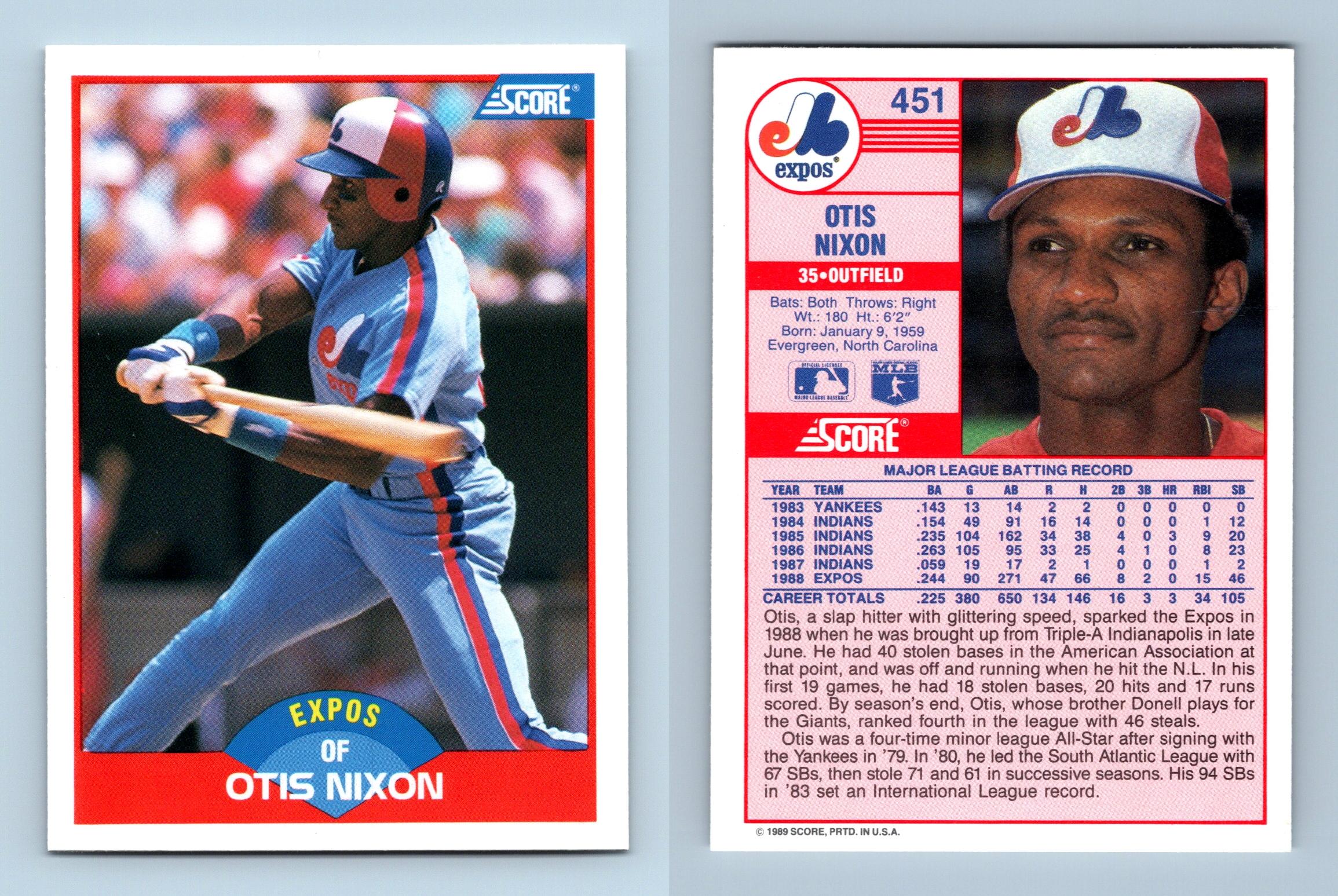 Otis Nixon - Expos #451 Score 1989 Baseball Trading Card