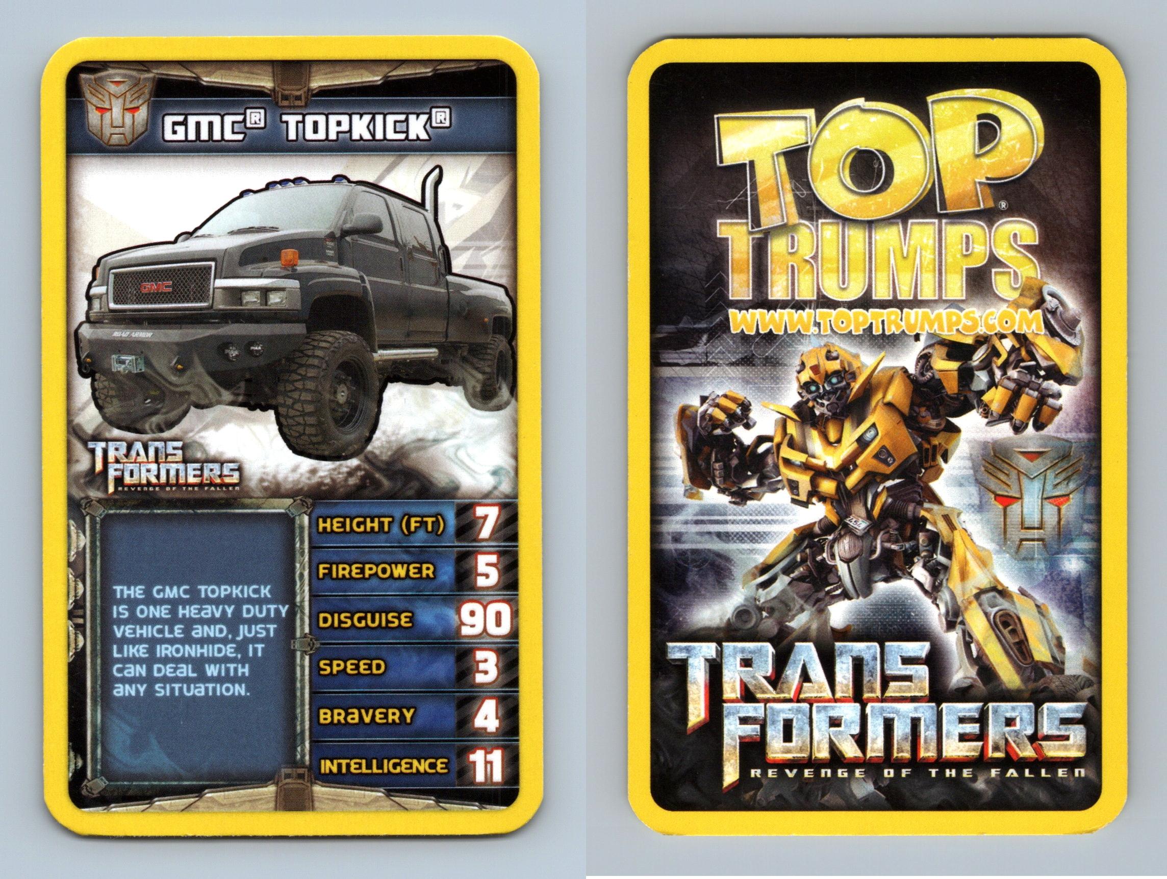 GMC Topkick - Transformers Revenge Of The Fallen Top Trumps Card