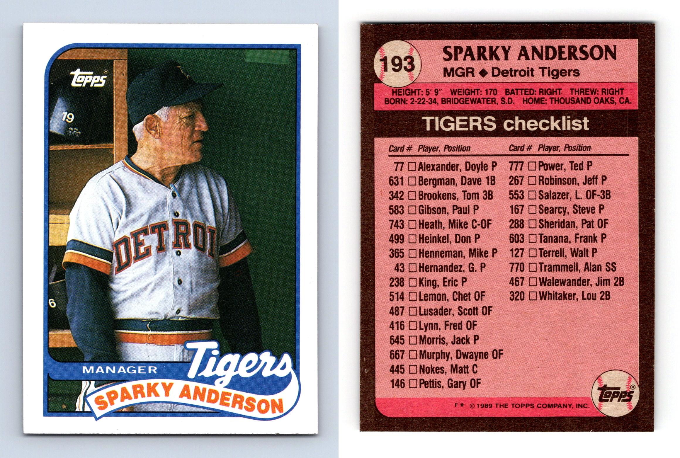 Sparky Anderson Baseball Trading Cards