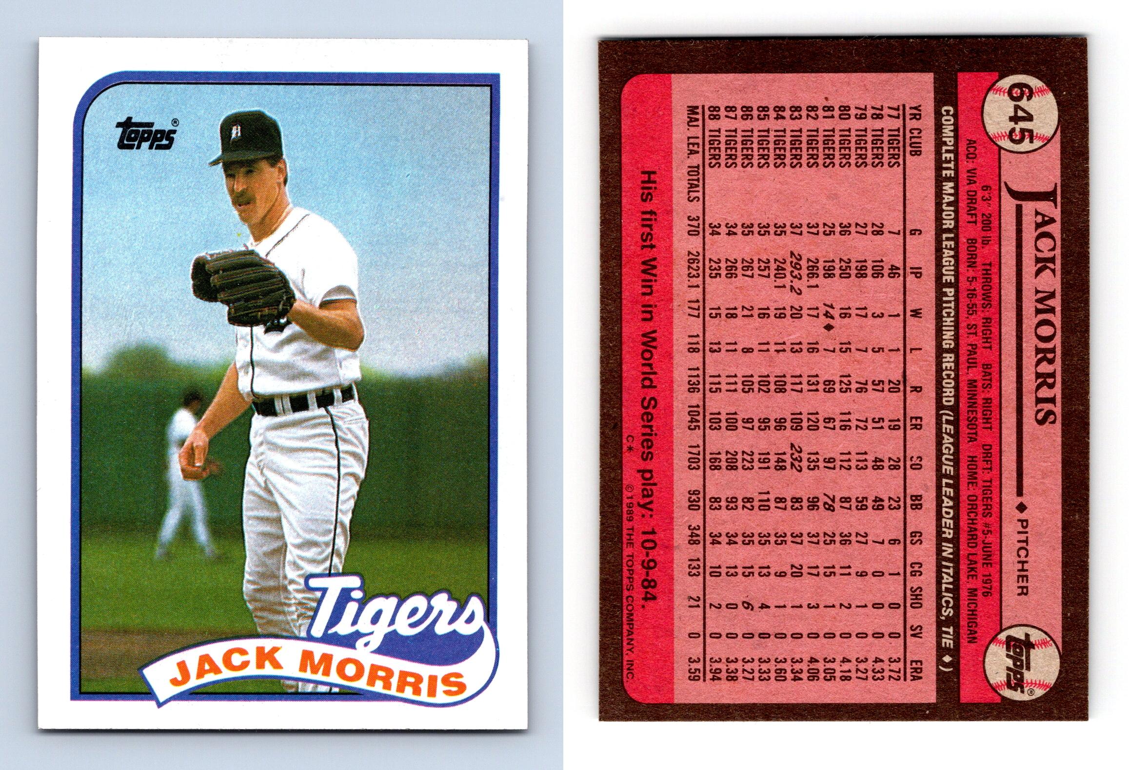 Jack Morris -Tigers #645 Topps 1989 Baseball Trading Card