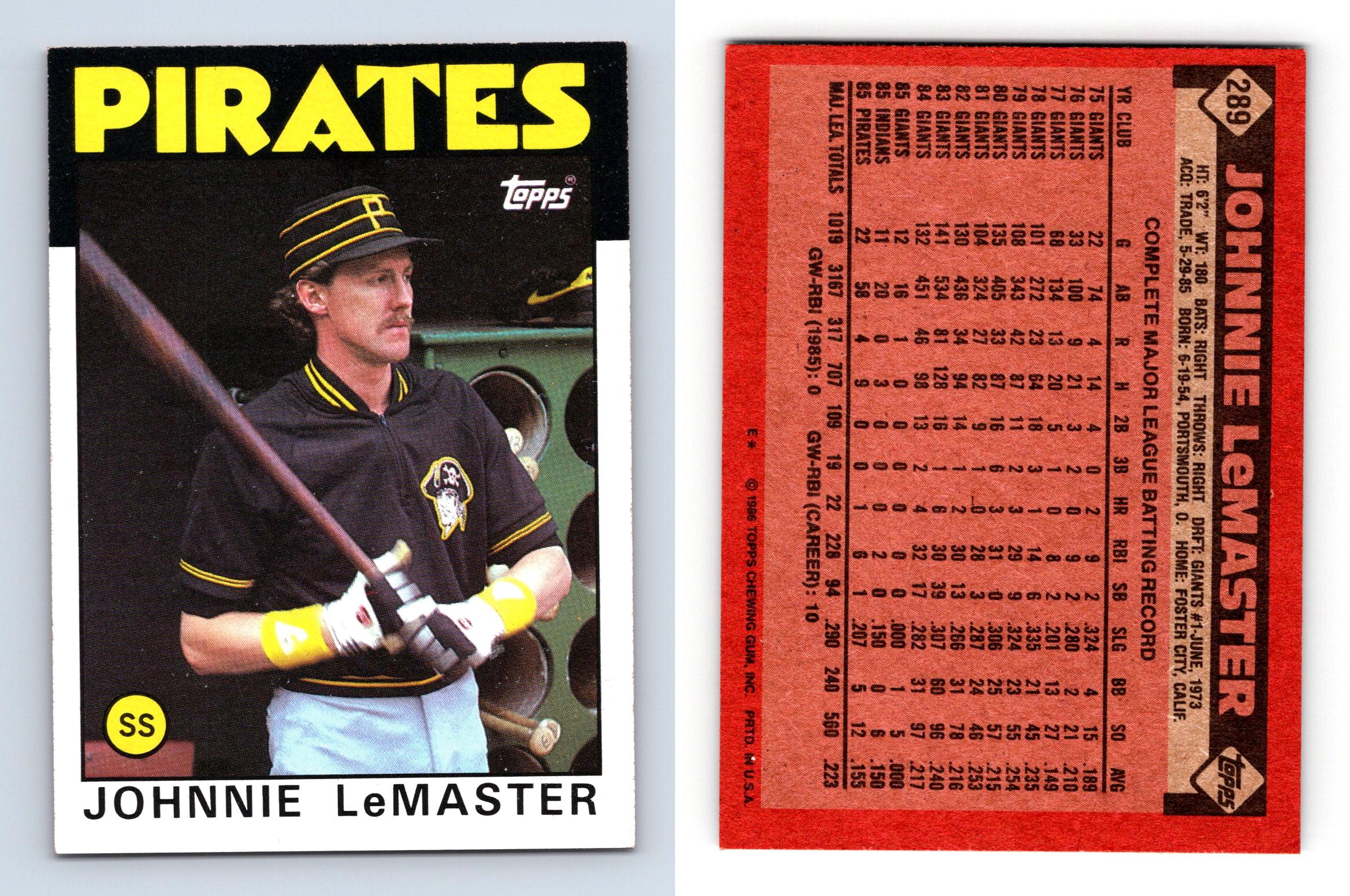 Johnnie LeMaster - Pirates #289 Topps 1986 Baseball Trading Card