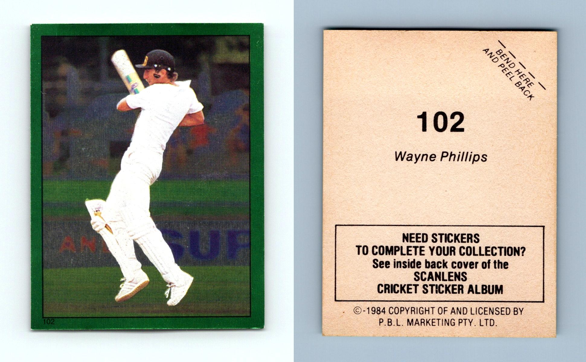 Wayne Phillips #102 - Scanlens Cricket 1984 Foil Sticker