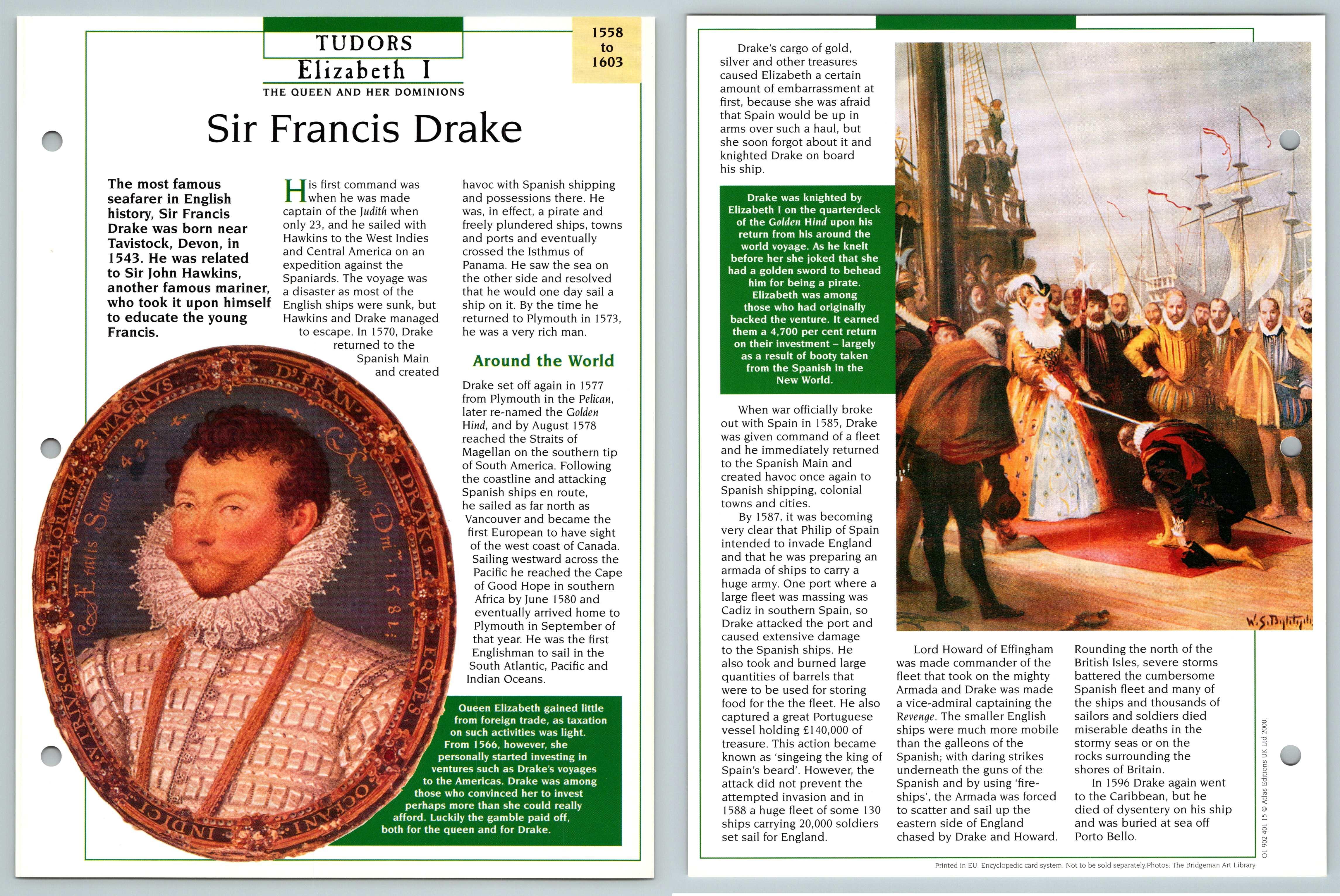 Sir Francis Drake 1558 1603 Tudors Atlas Kings Queens Of GB Maxi Card