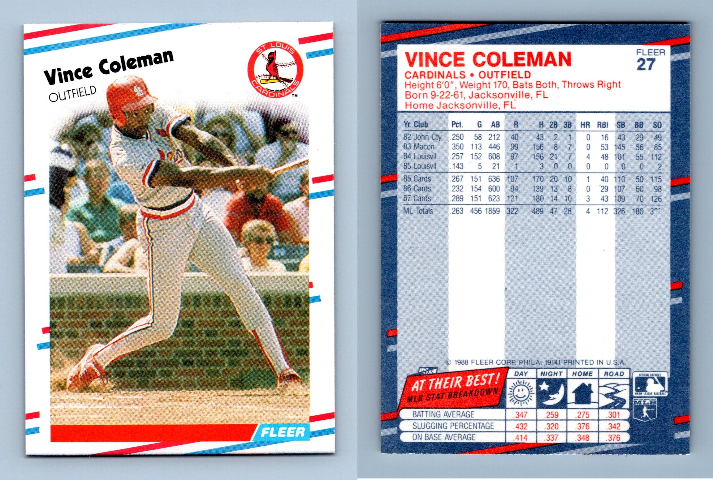 1986 Fleer Vince Coleman Rookie Card Cardinals # 31