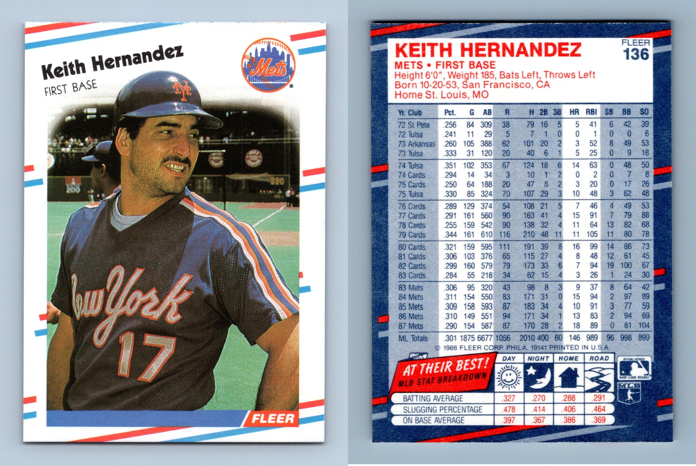 Keith Hernandez 1988 Fleer Series Card #136