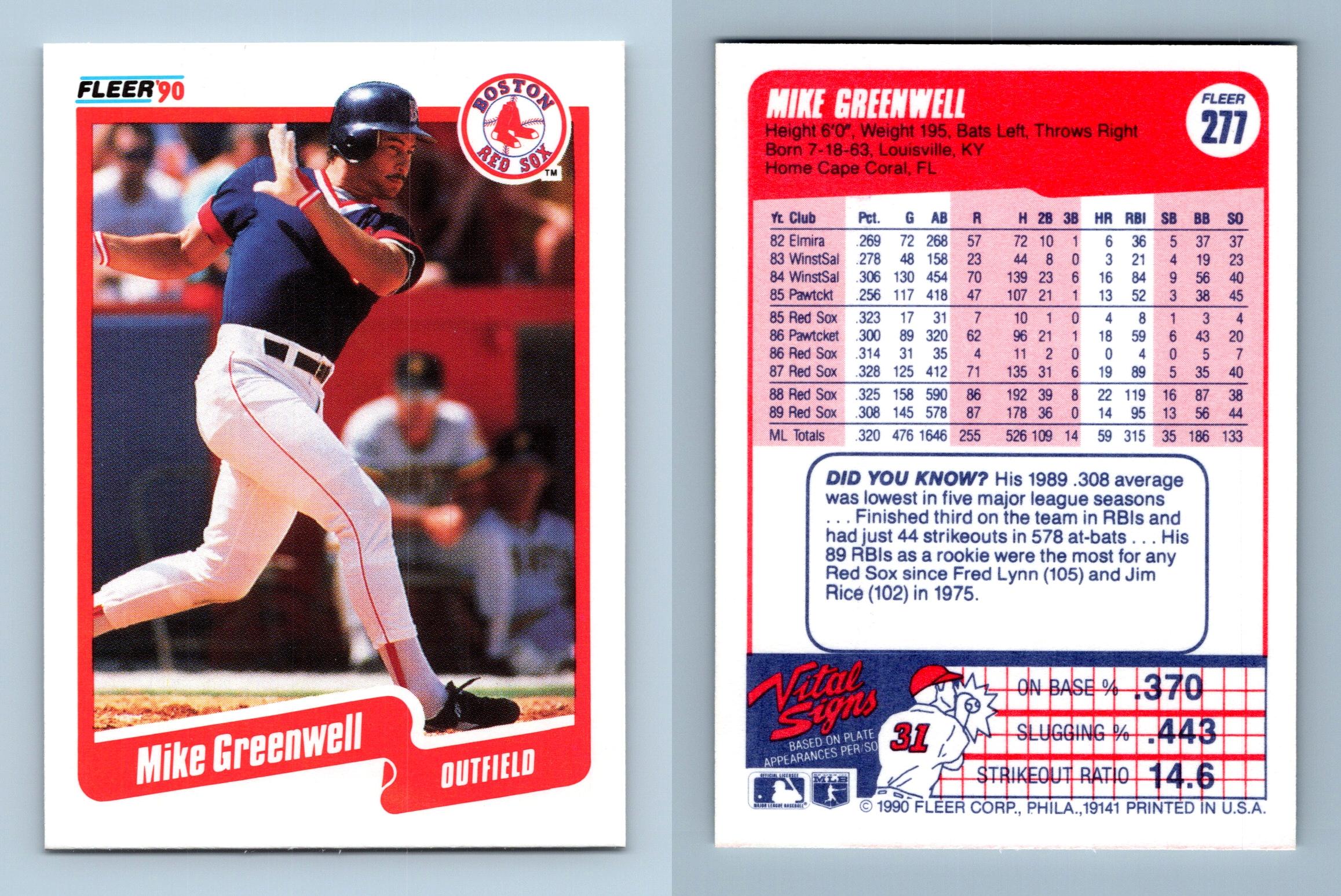 Mike Greenwell - Red Sox #277 Fleer 1990 Baseball Trading Card