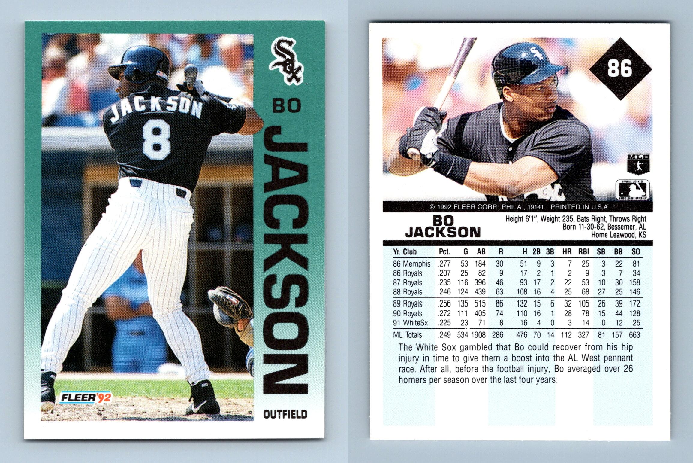 Bo Jackson - White Sox #86 Fleer 1992 Baseball Trading Card