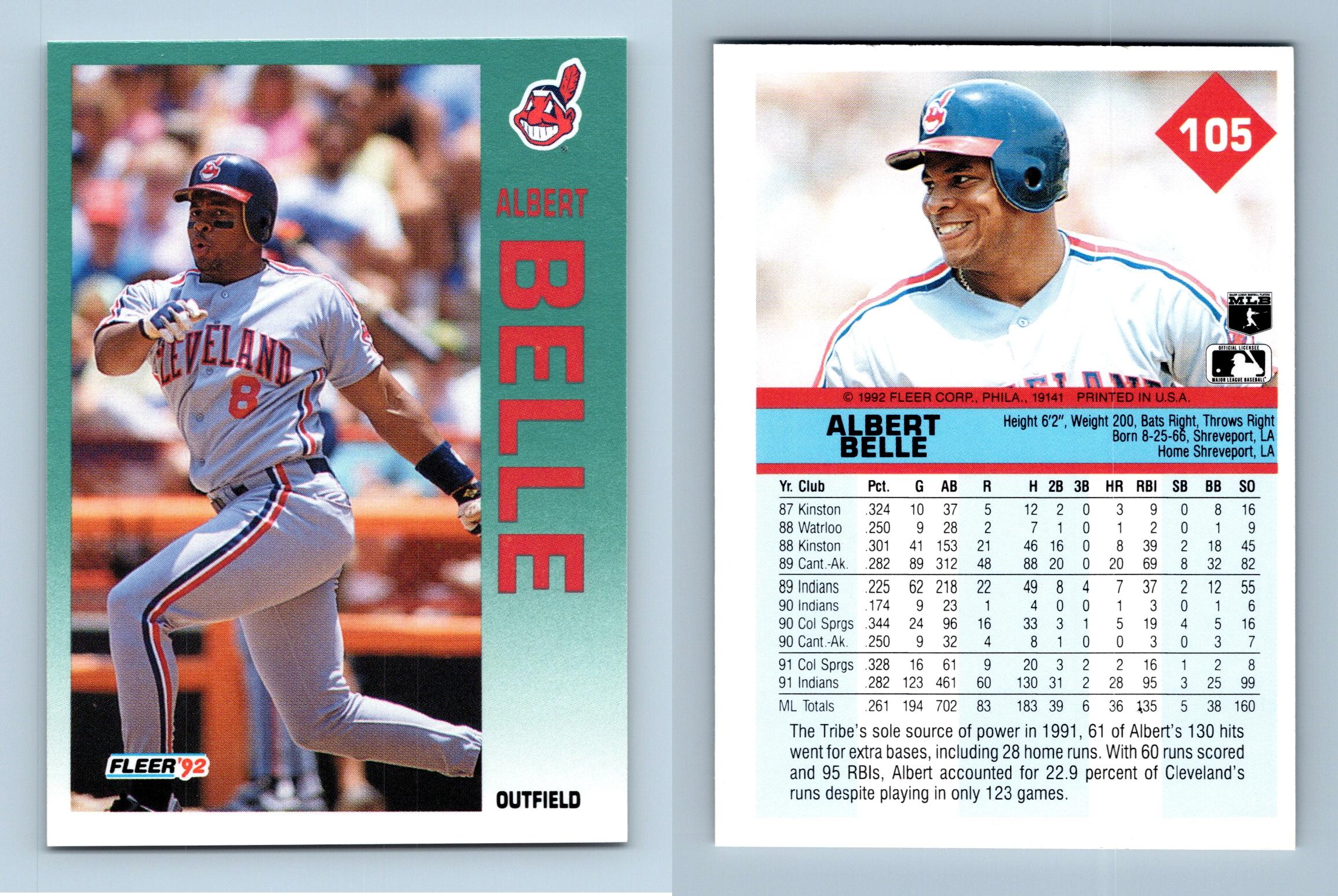 Albert Belle - Indians #105 Fleer 1992 Baseball Trading Card