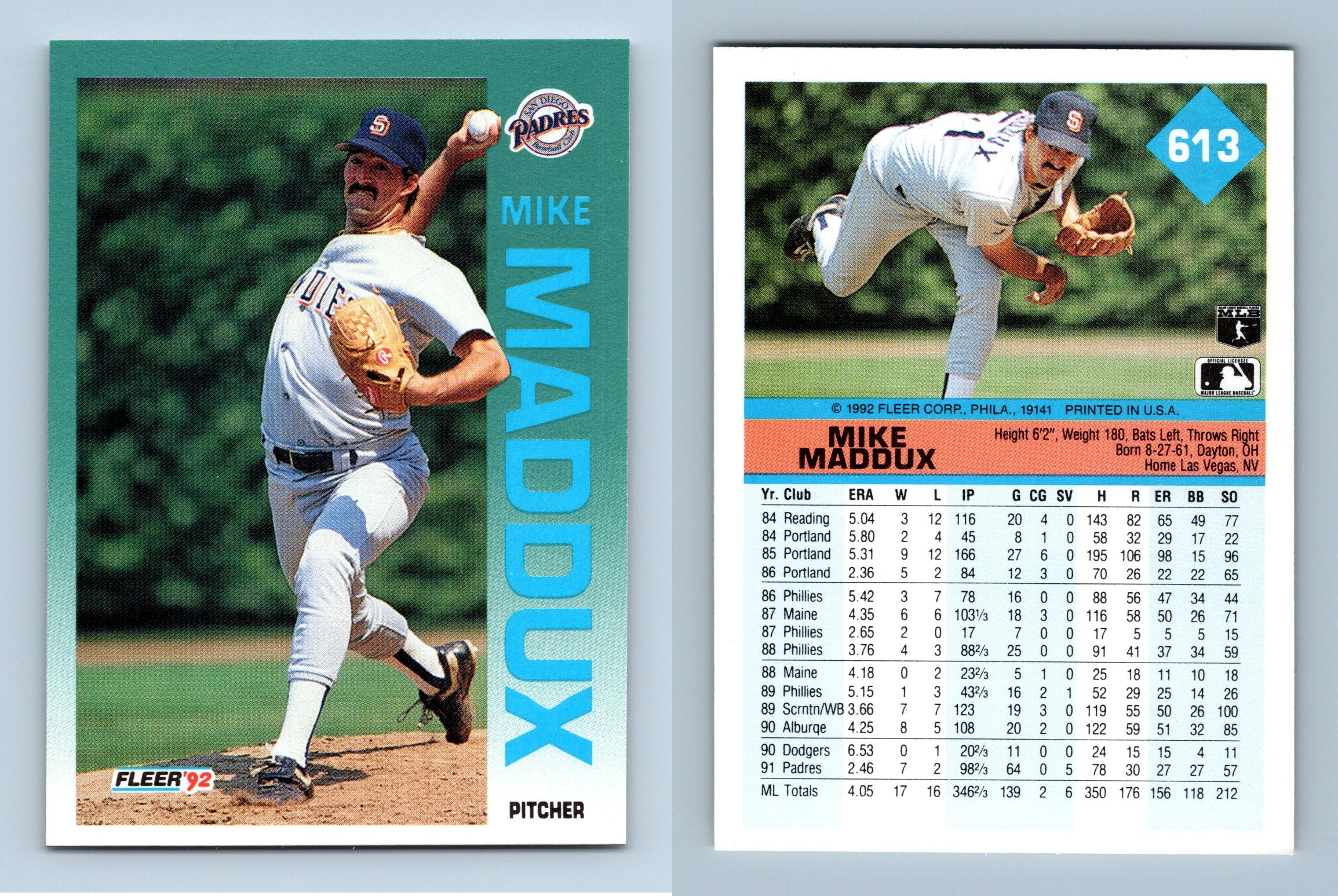 Mike Maddux - Padres #613 Fleer 1992 Baseball Trading Card