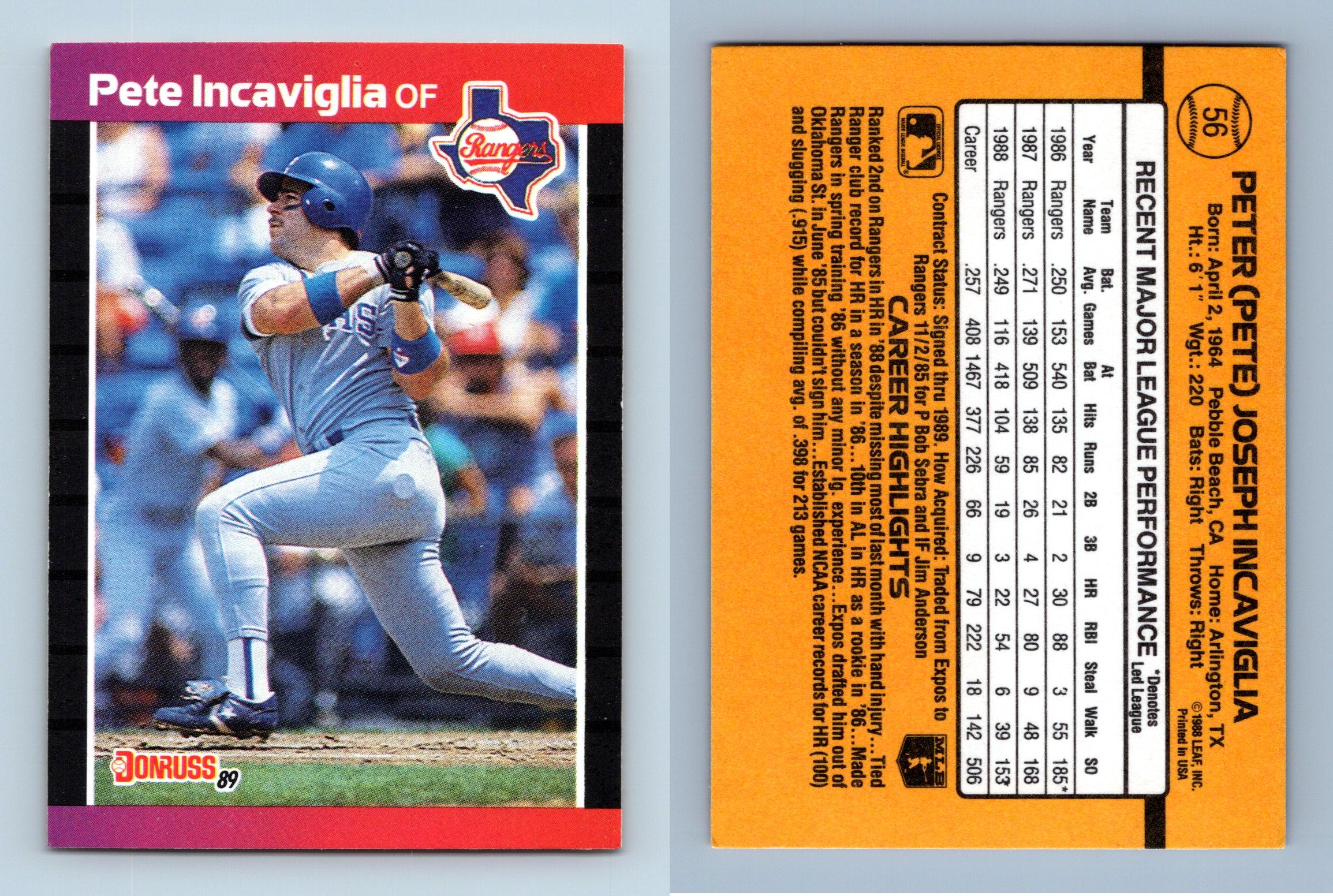 Donruss Pete Incaviglia Baseball Trading Cards