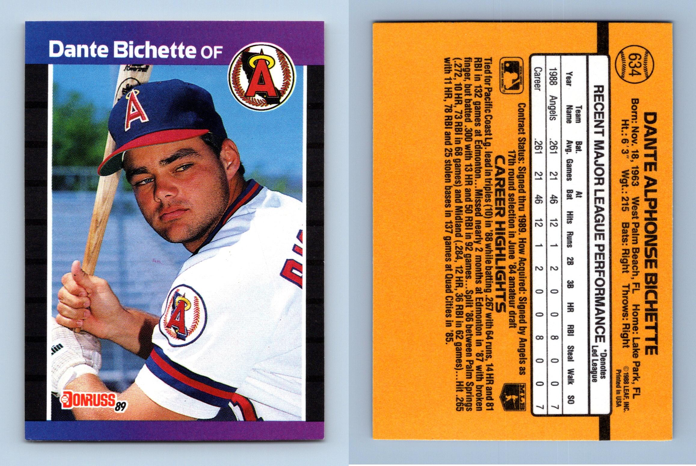 Dante Bichette autographed baseball card (California Angels) 1989