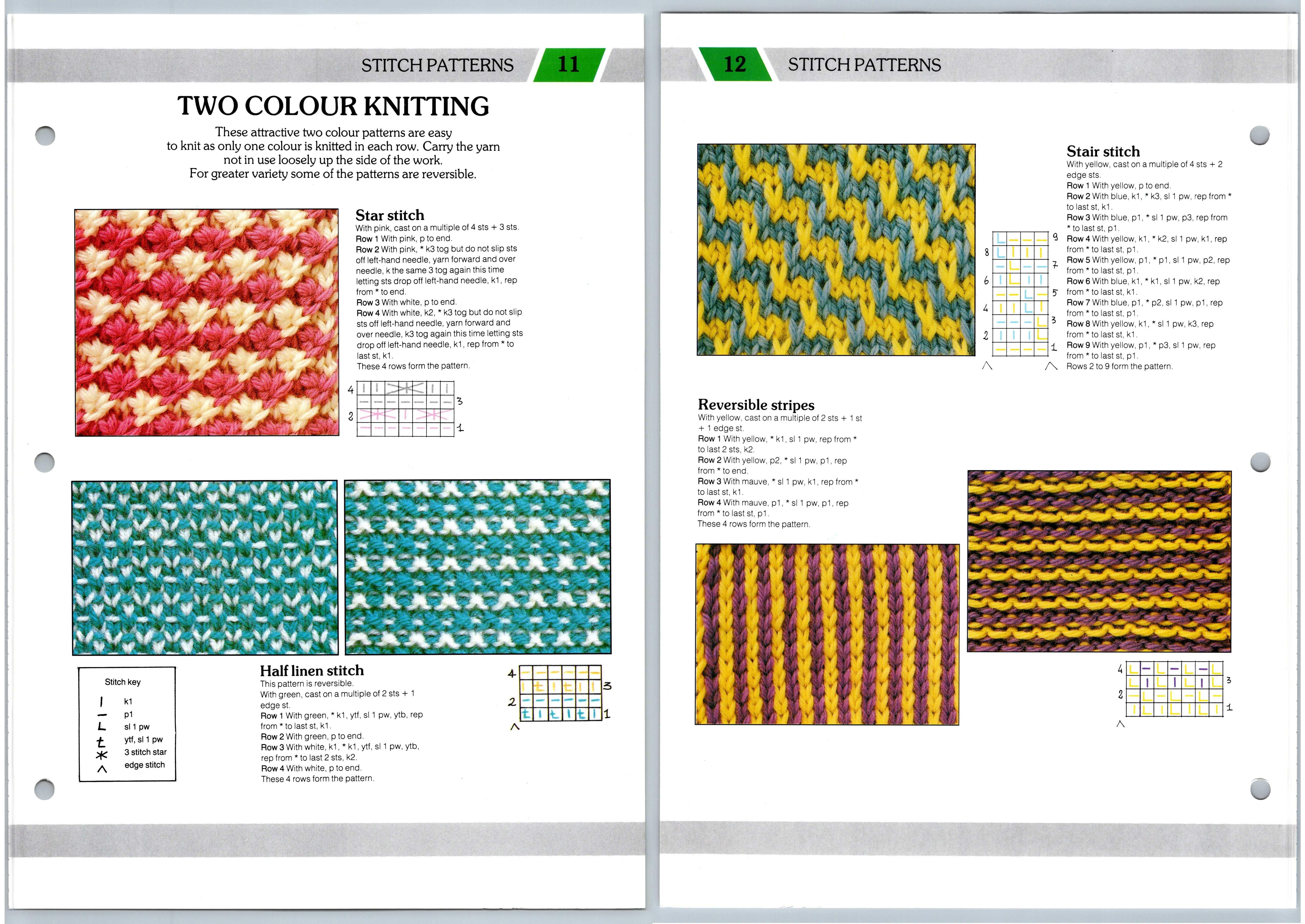 Two Colour Knitting #11 & #12 Stitch Creative Knitting Pattern