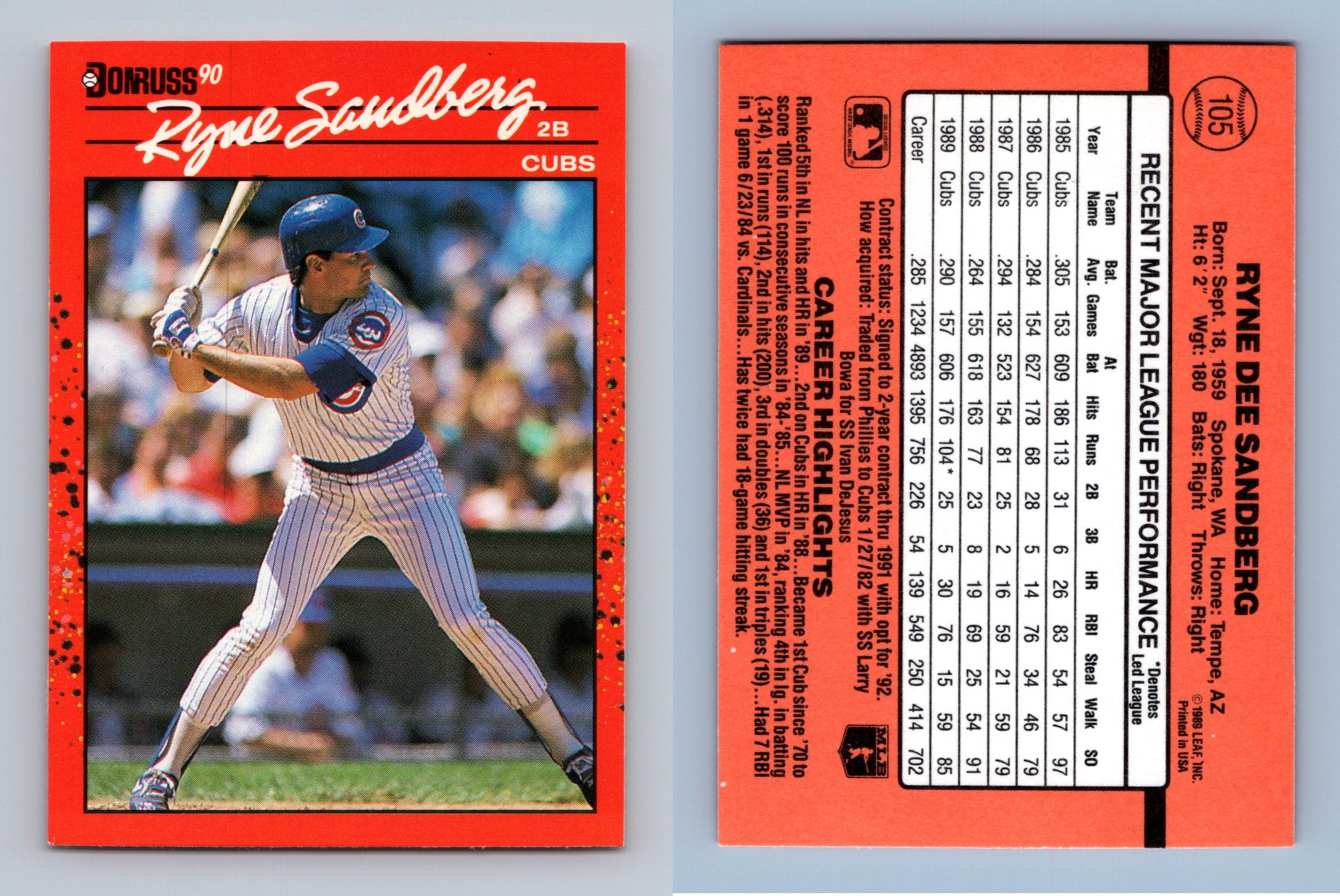 Ryne Sandberg 1989 Donruss Series Mint Card #105