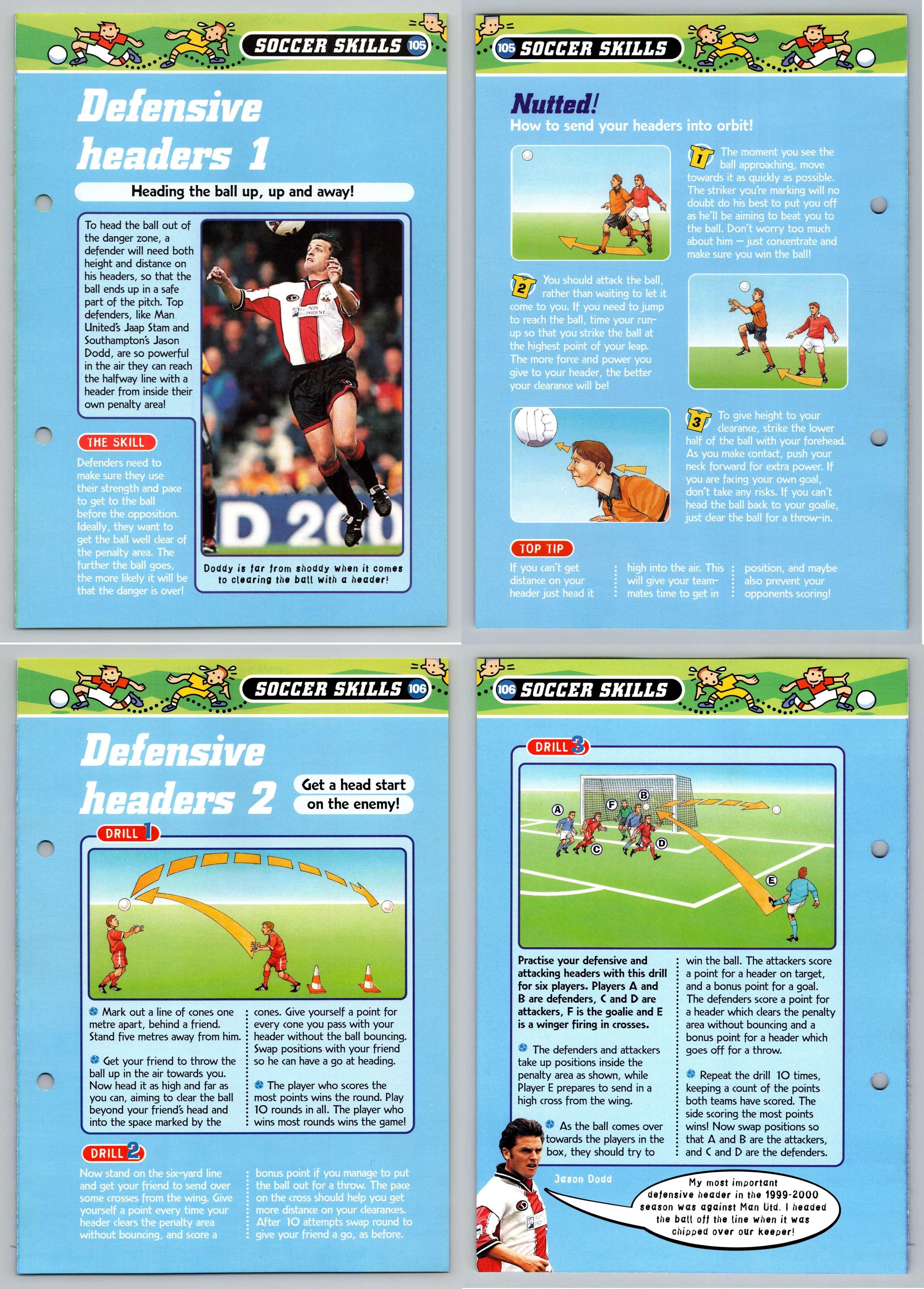 Defensive Headers Soccer Skills 105 & 106 Football Magic Fact File 2 Pages