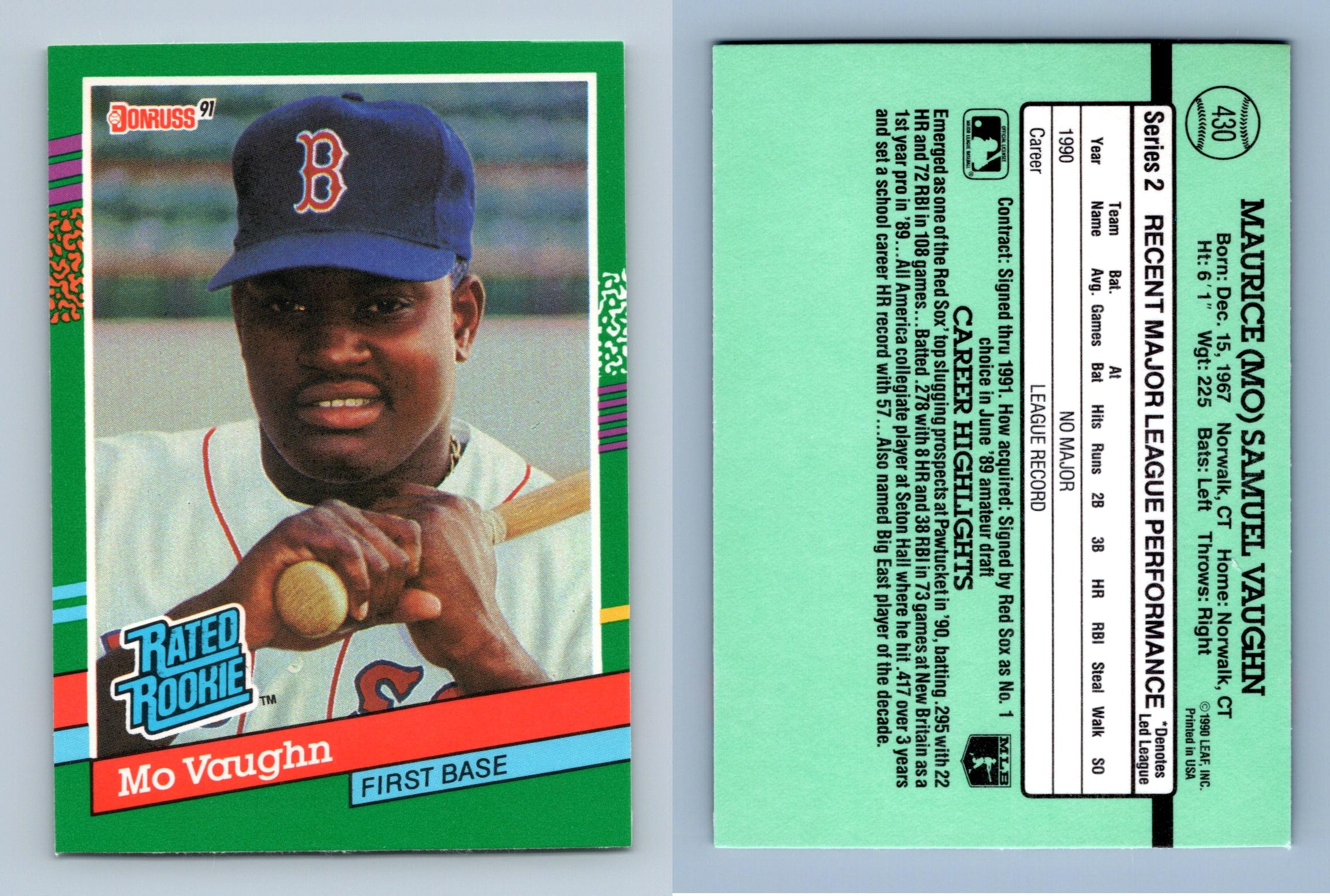 Mo Vaughn #430 Donruss 1991 Baseball Trading Card