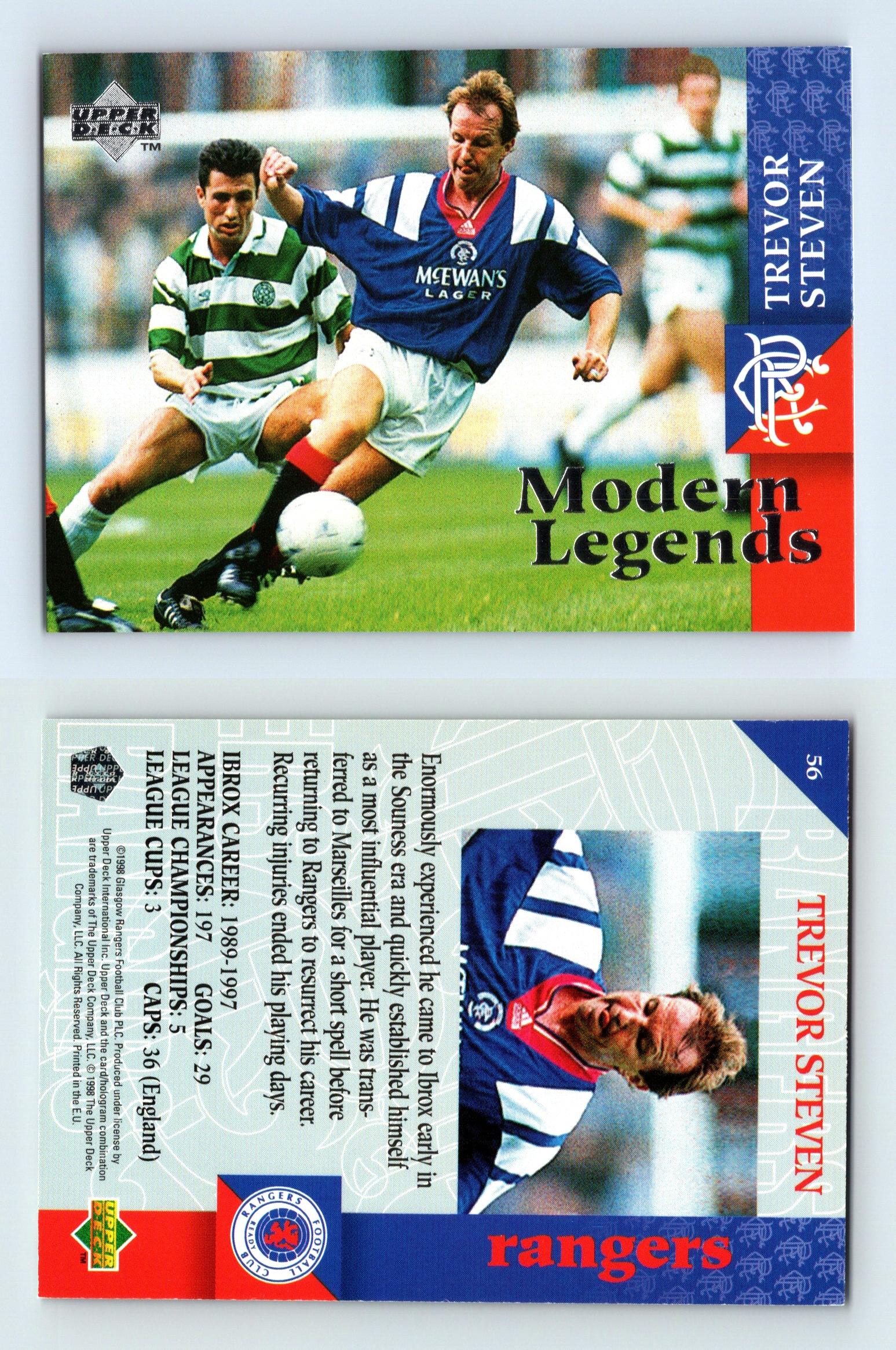 Trevor Steven #56 Glasgow Rangers 1997-98 Upper Deck Football Trading Card
