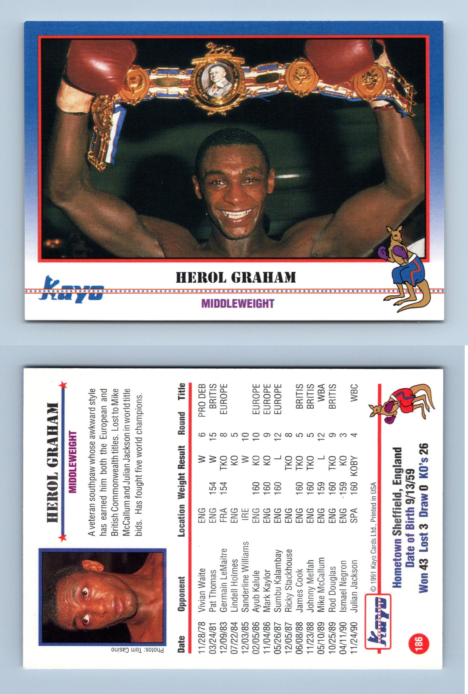 Herol Graham #186 Kayo Boxing 1991 Trading Card