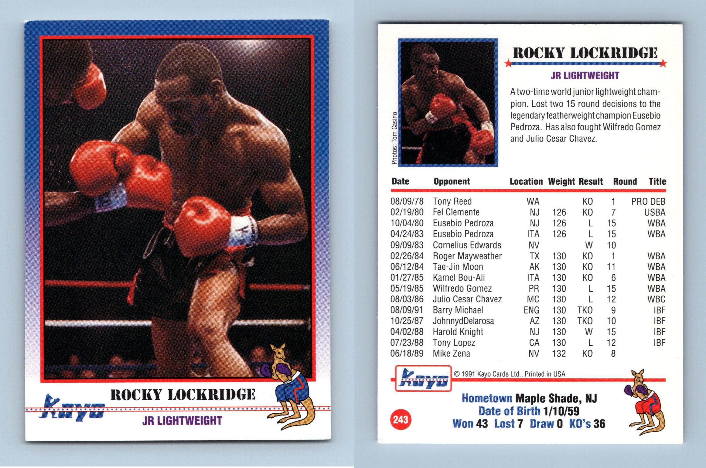 Rocky Lockridge #243 Kayo Boxing 1991 Trading Card