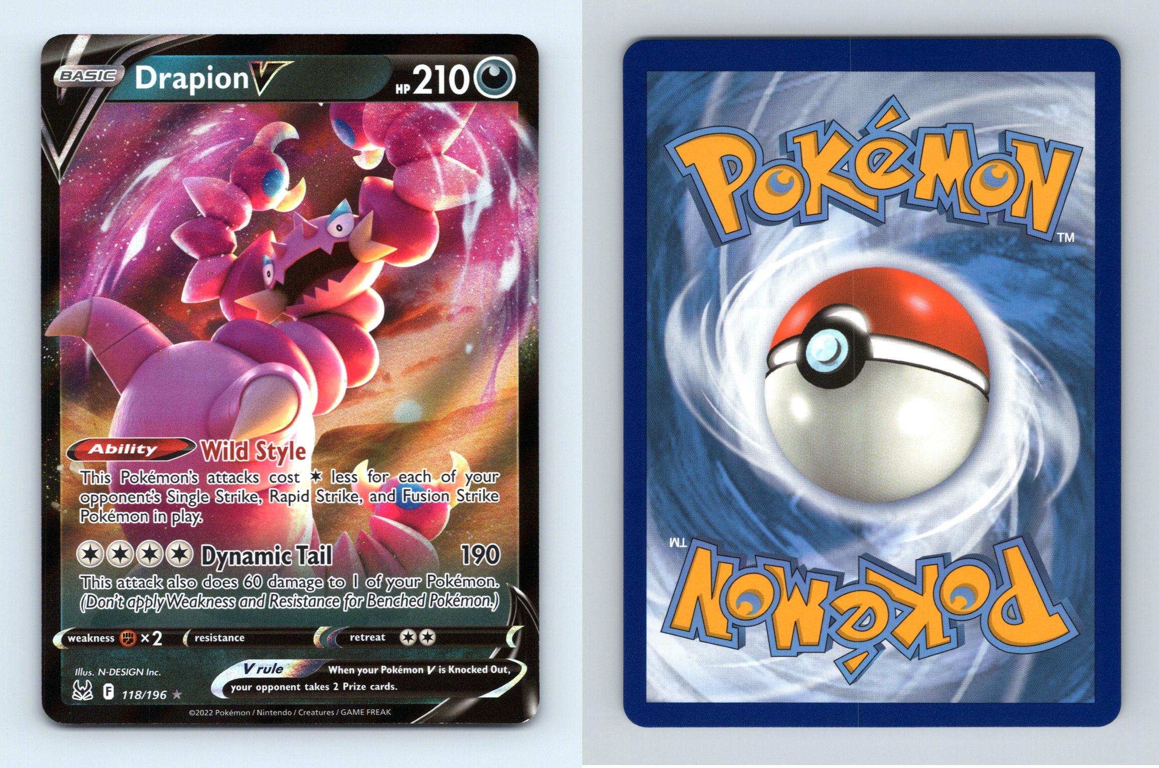 Drapion V 118/196 SWSH Lost Origin Ultra Rare Half Art Pokemon TCG Card