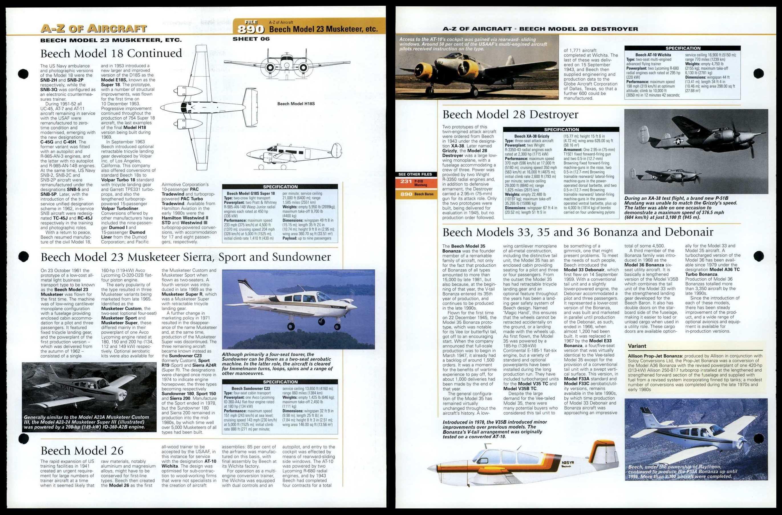 Beech Model 18 - Beech Models 33, 35 & 36 - A-Z #890 World Aircraft ...