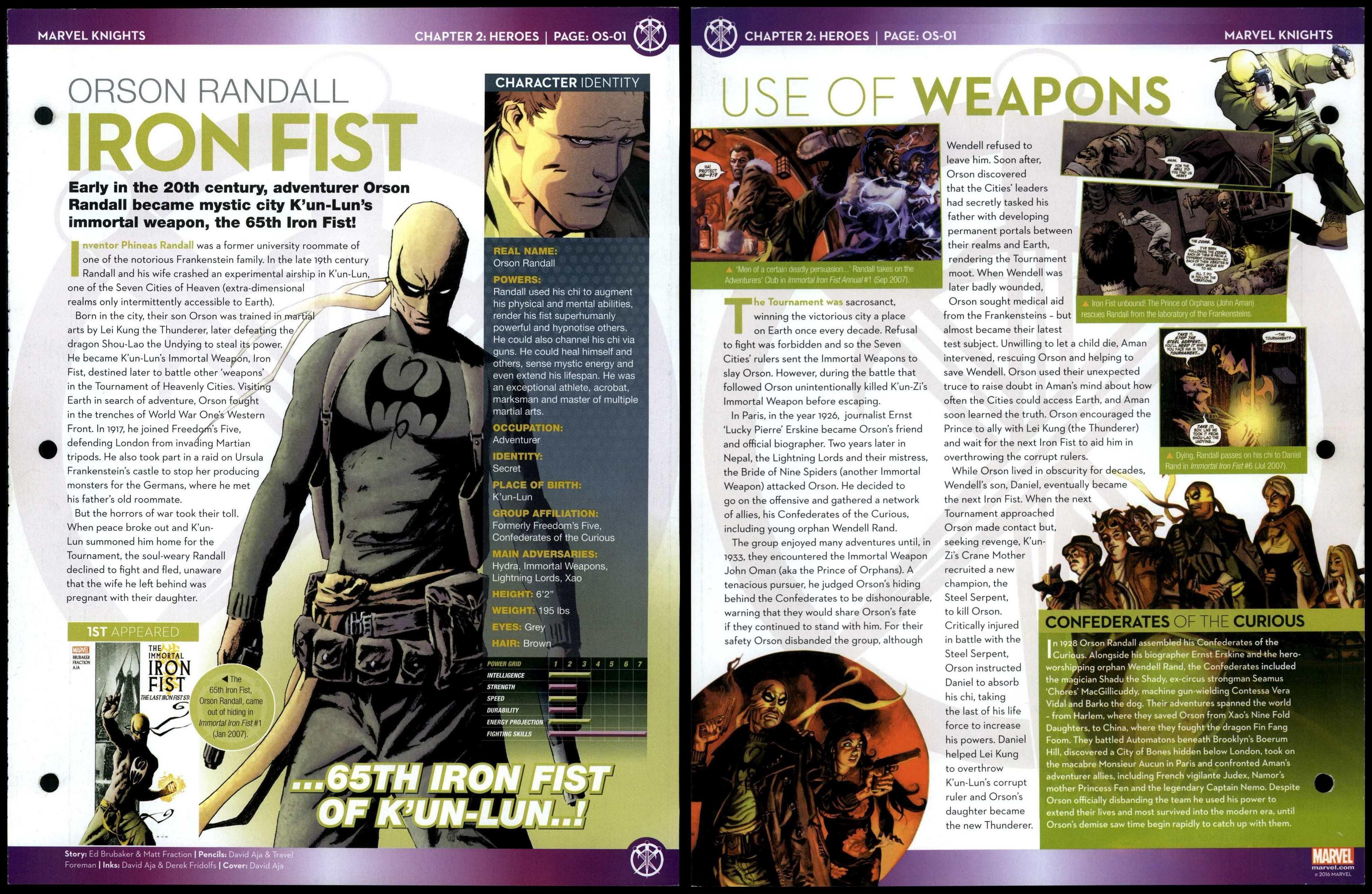 Iron Fist Orson Randall OS01 Heroes Marvel Knights Fact File Page