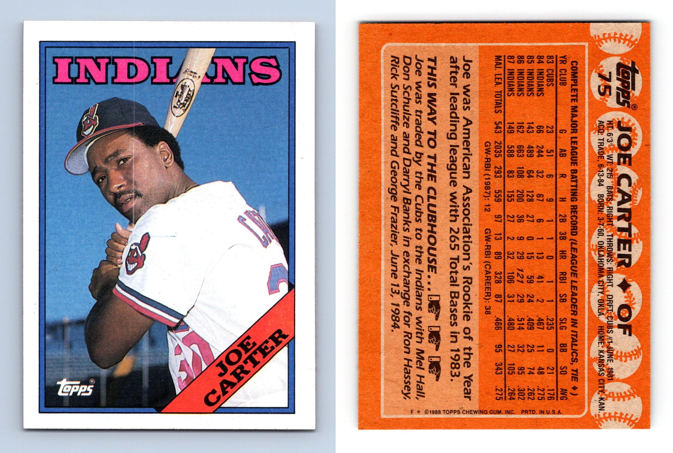 Joe Carter - Indians #75 Topps 1988 Baseball Trading Card