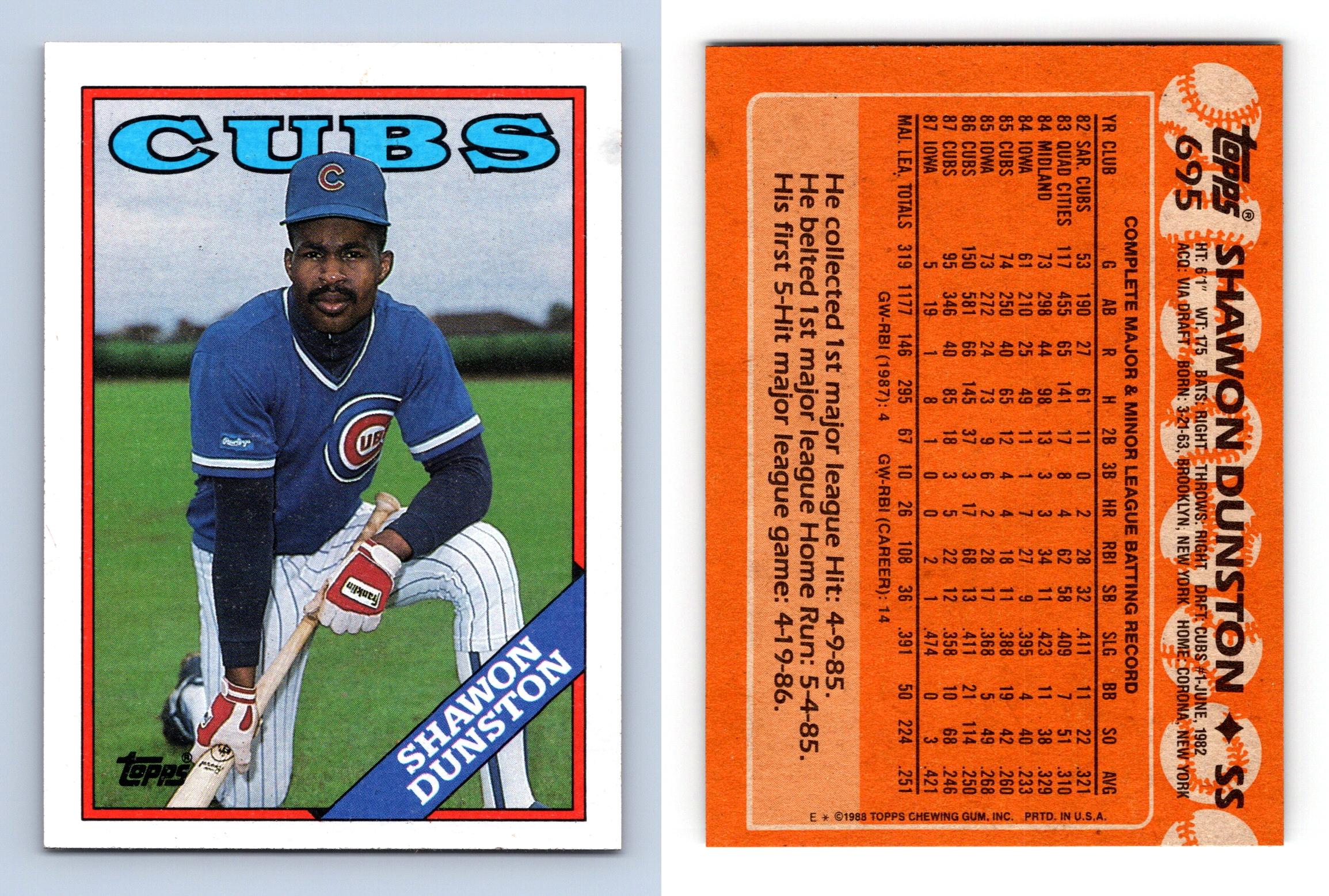 Shawon Dunston - Cubs #695 Topps 1988 Baseball Trading Card
