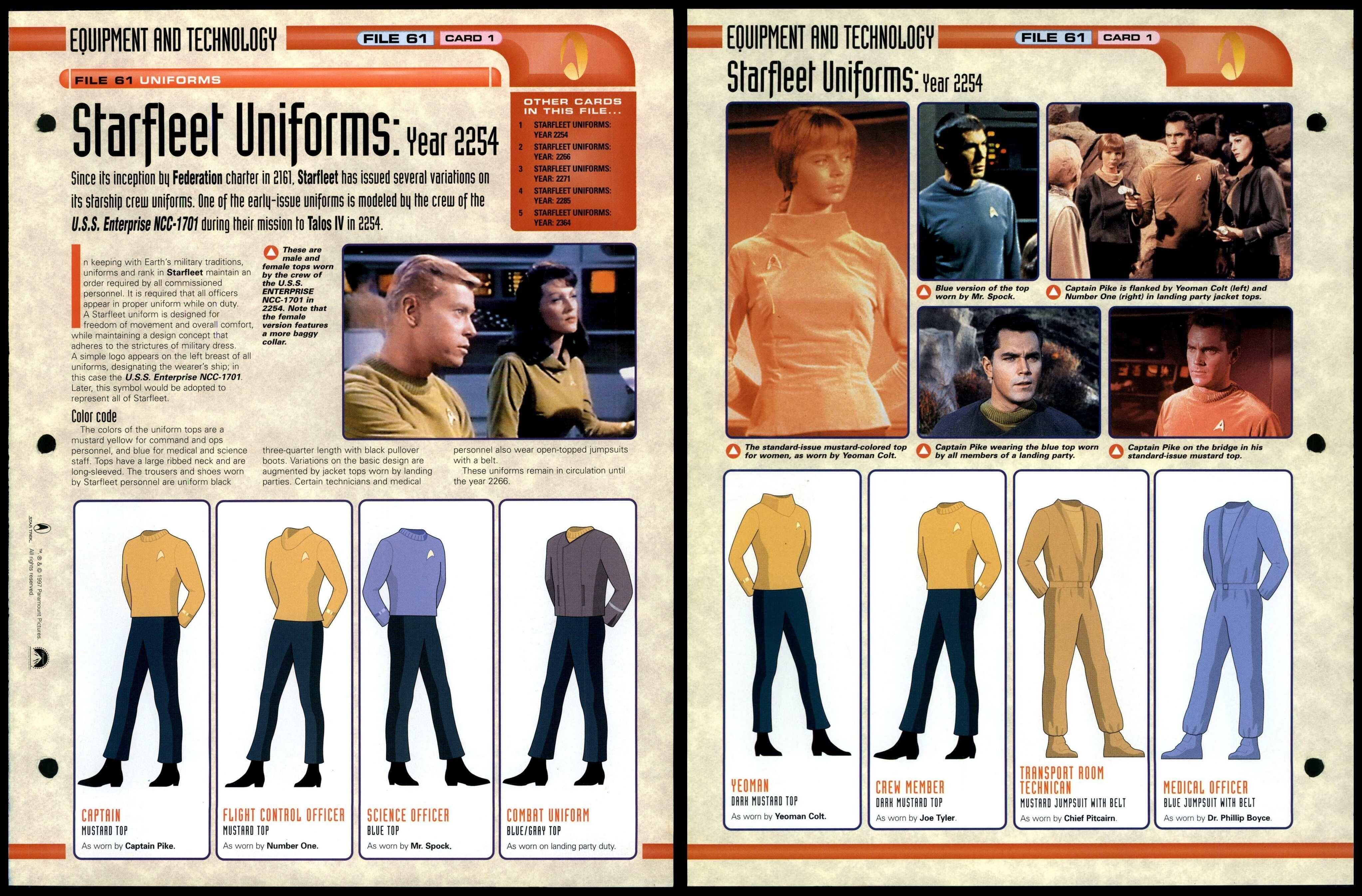 Starfleet Uniforms: Year 2254 - Uniforms - Star Trek Fact File Page