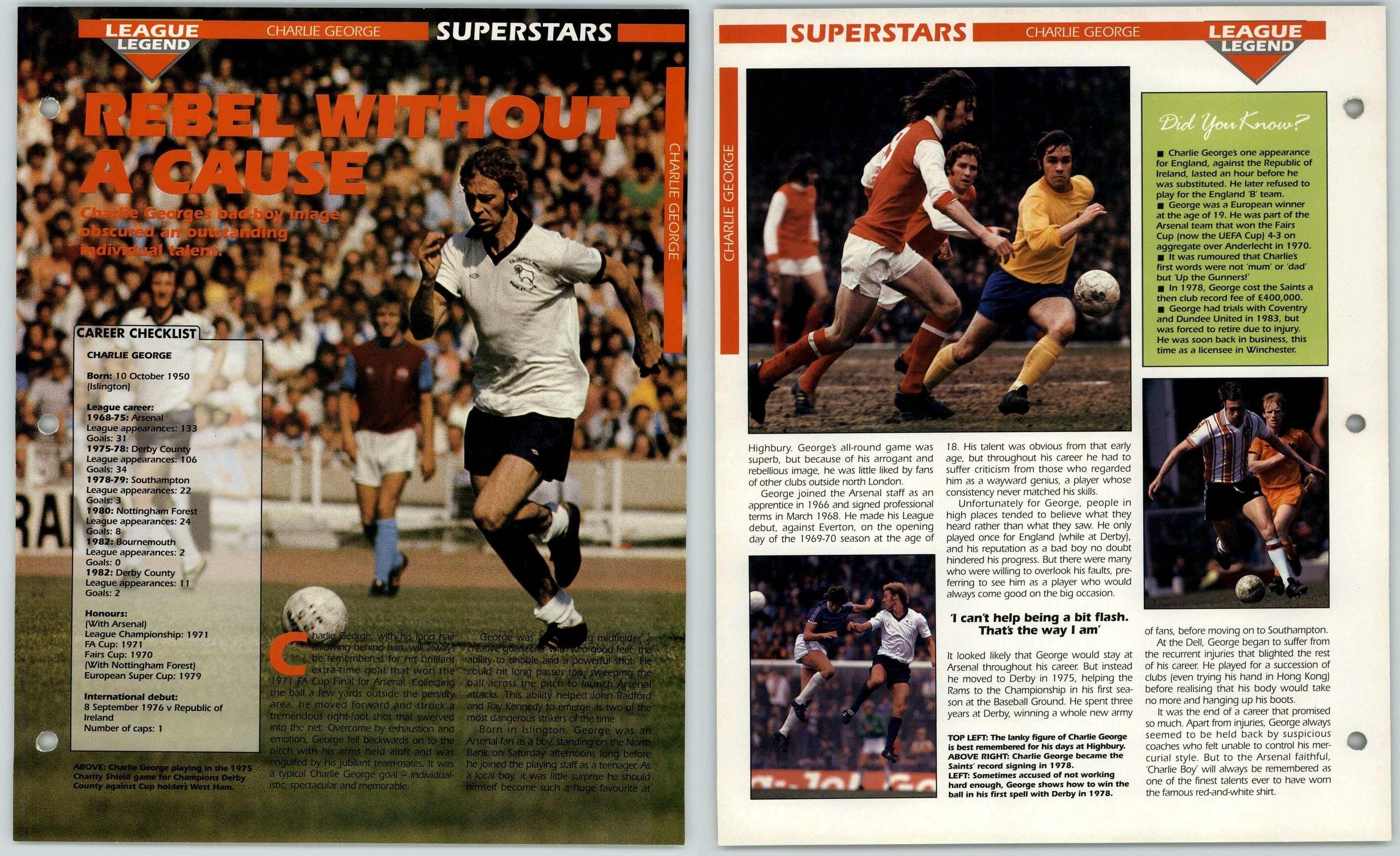 Charlie George - Superstars - Orbis Football Collection 1990-91 Page