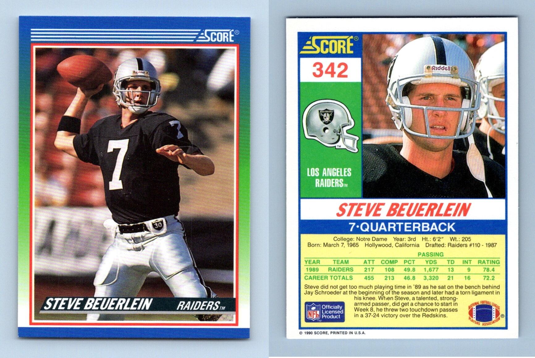 : 1990 Score Football Card #342 Steve Beuerlein