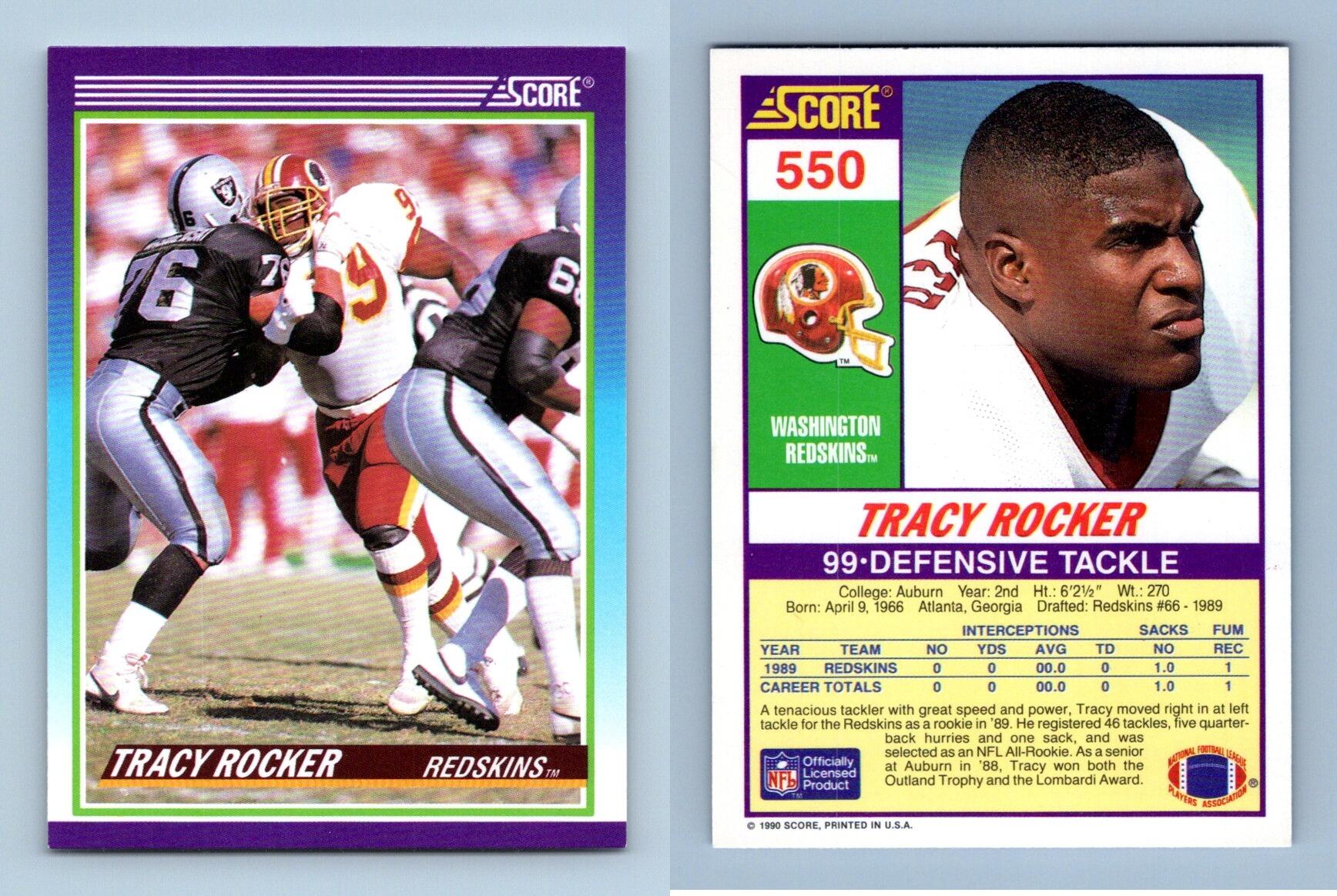 Tracy Rocker - Redskins #550 Score 1990 NFL Football Trading Card
