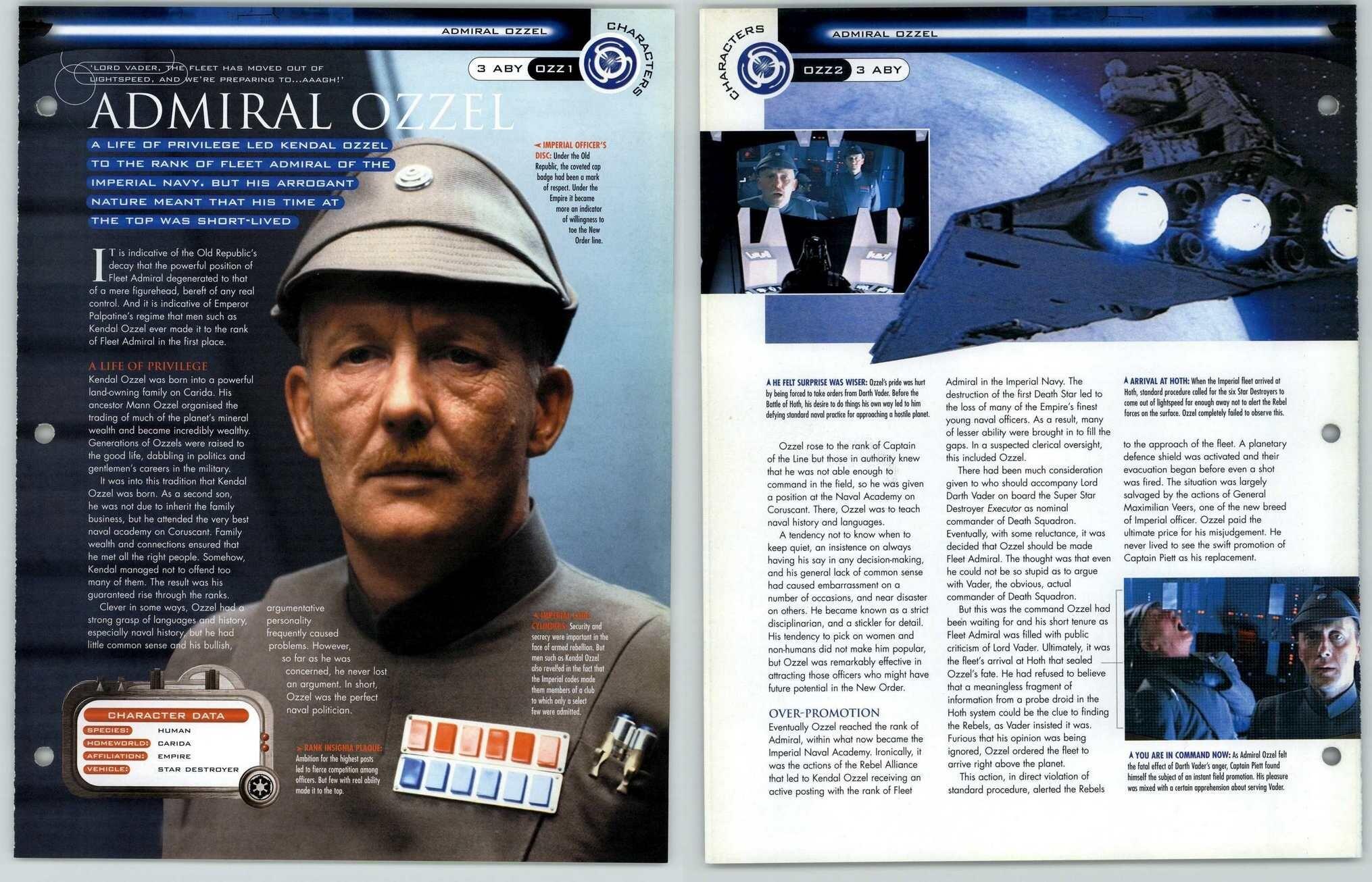 Admiral Ozzel #OZZ1-2 - Characters - Star Wars Fact File Page