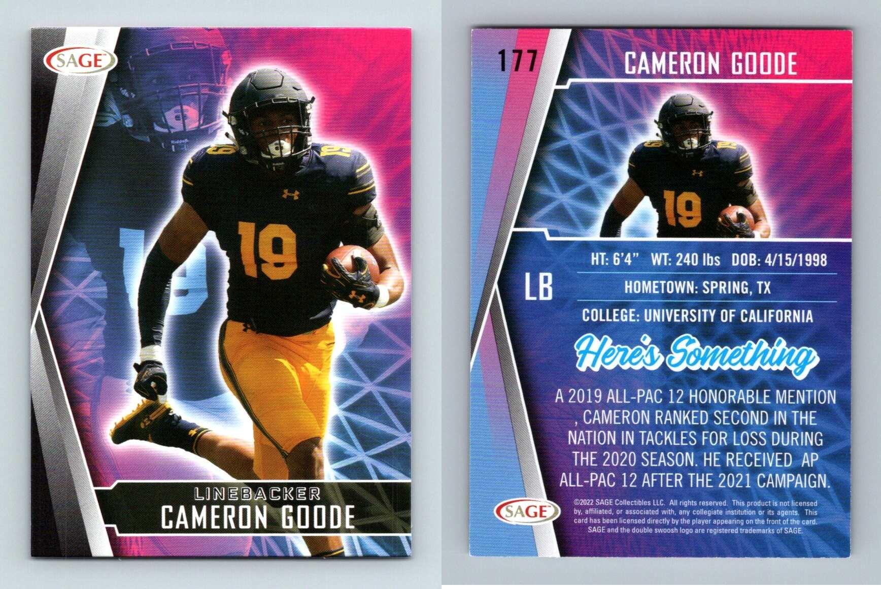 Cameron Goode 177 Sage High Series Football 2022 Trading Card