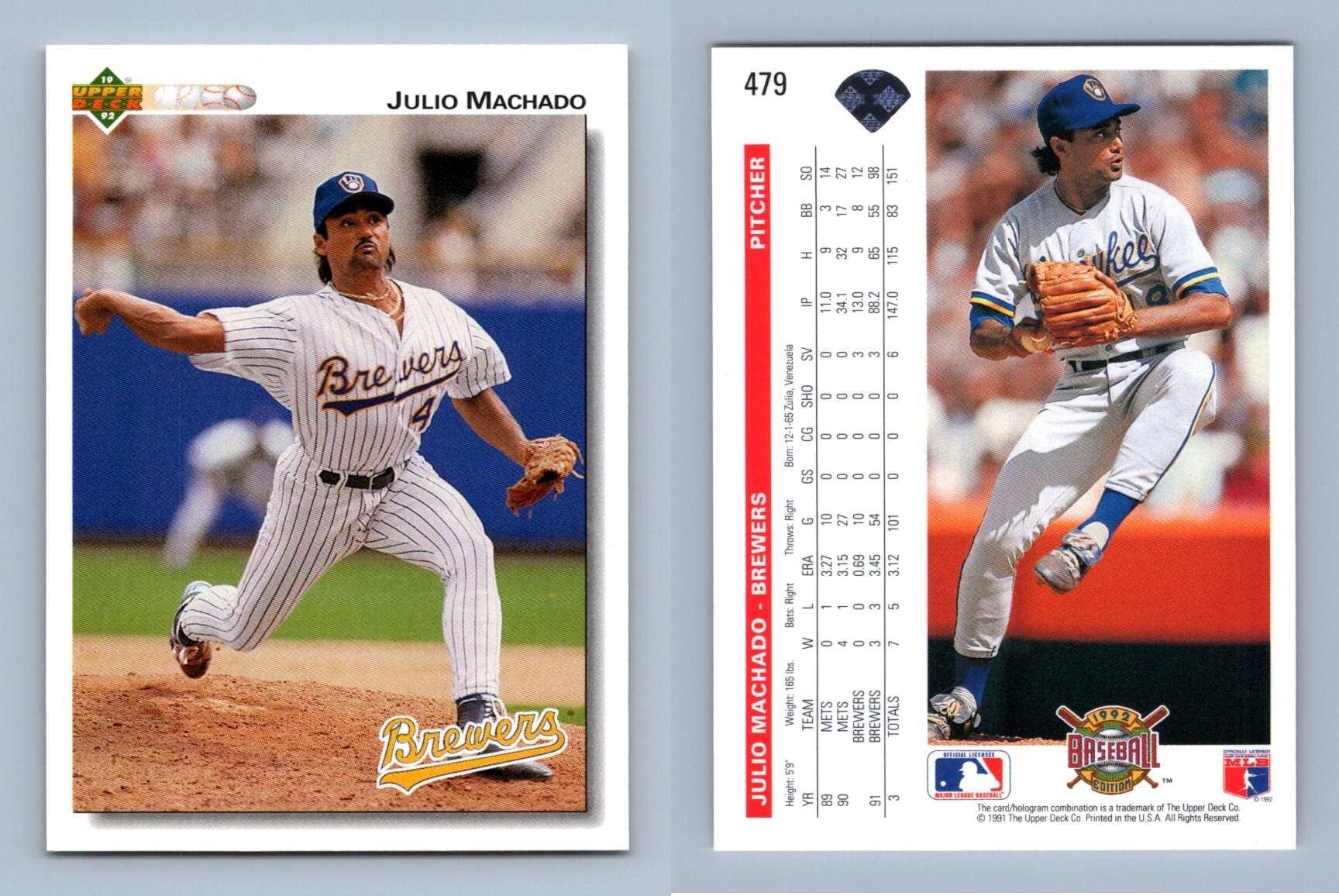 Julio Machado - Brewers #479 Baseball 1992 Upper Deck Trading Card